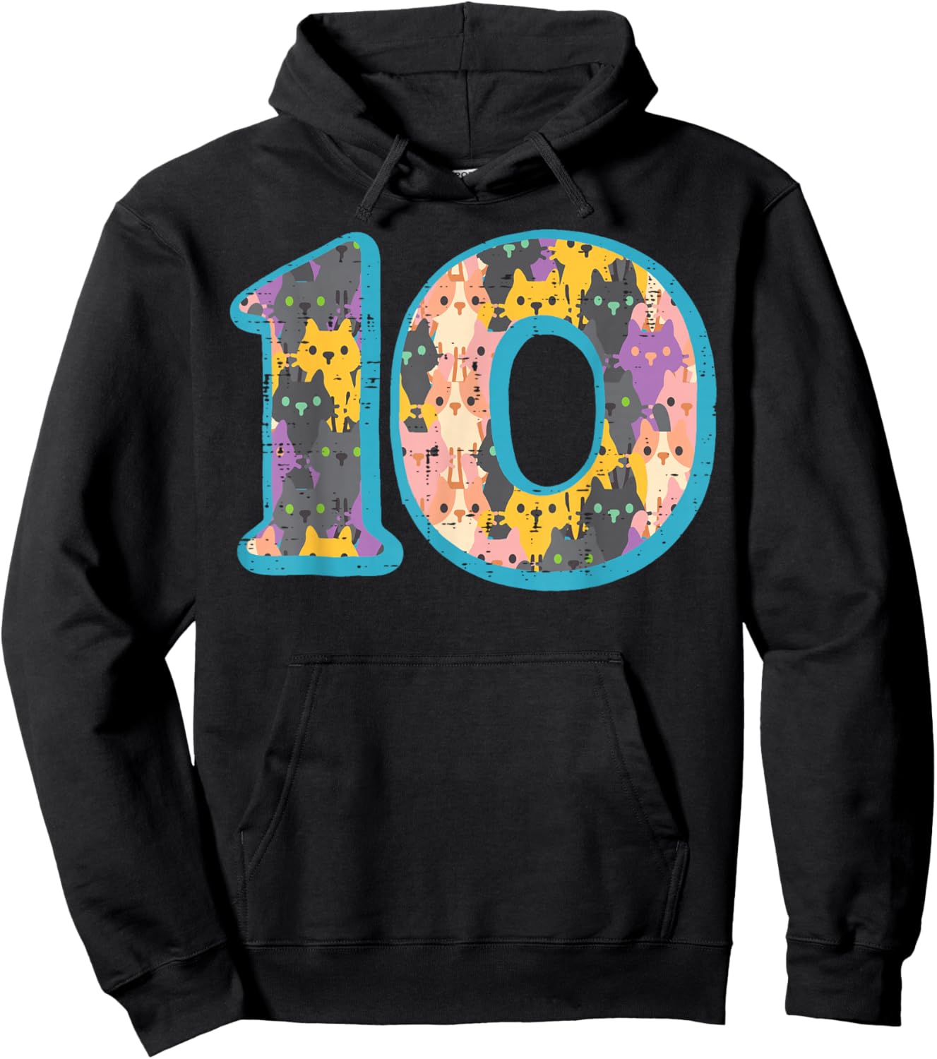 10th Birthday Cats Inside Number 10 Cute Bday Girls Boys Hoodie - Hoodie | Black