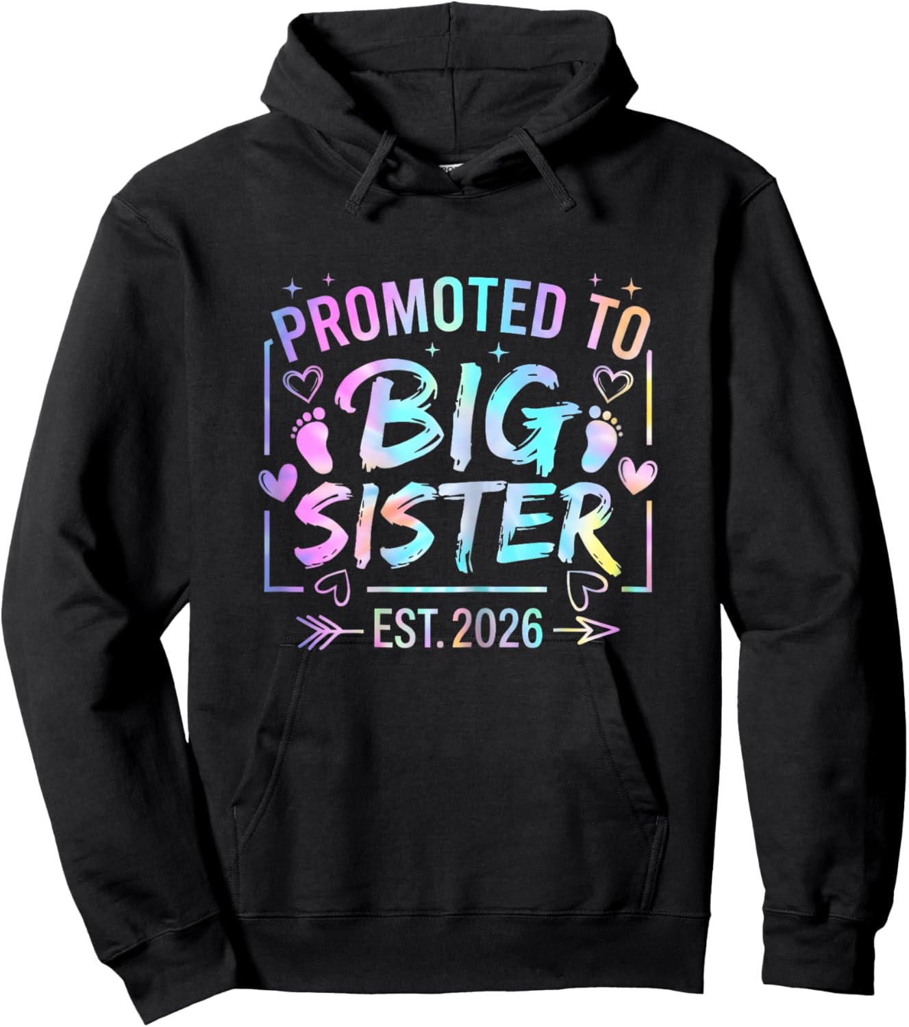 Promoted to Big Sister Est 2026 Funny Girls Kids Hoodie - Hoodie | Black