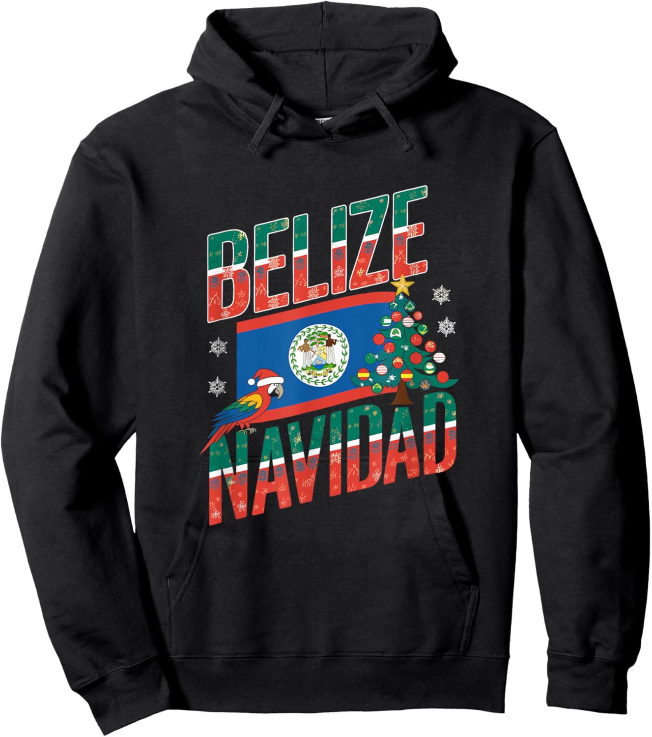 Belize Navidad Funny Christmas Pun Saying Holiday Vacation Hoodie - Hoodie | Black