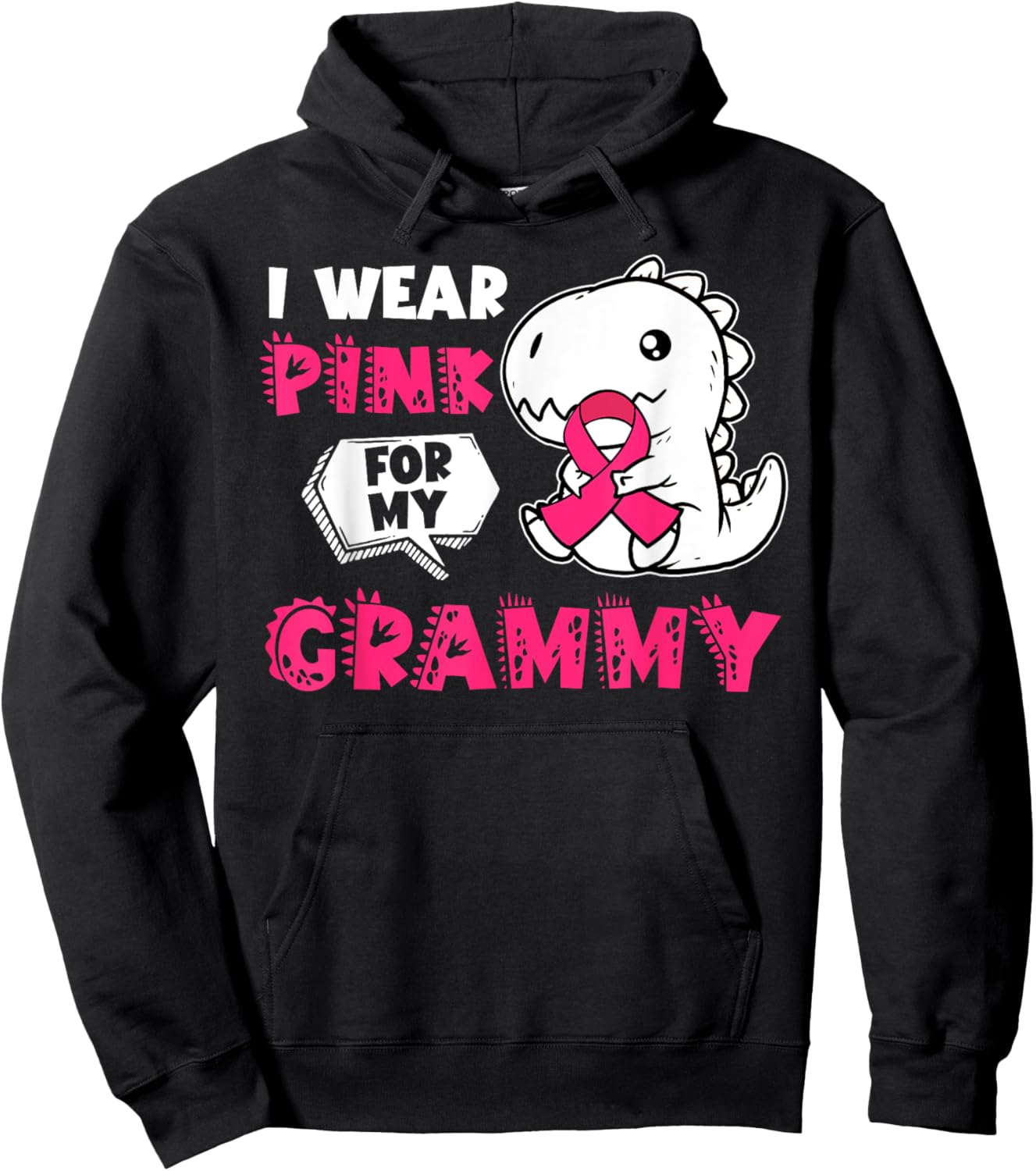 I Wear Pink For My Grammy Breast Cancer Awareness Dinosaur Hoodie - Hoodie | Black