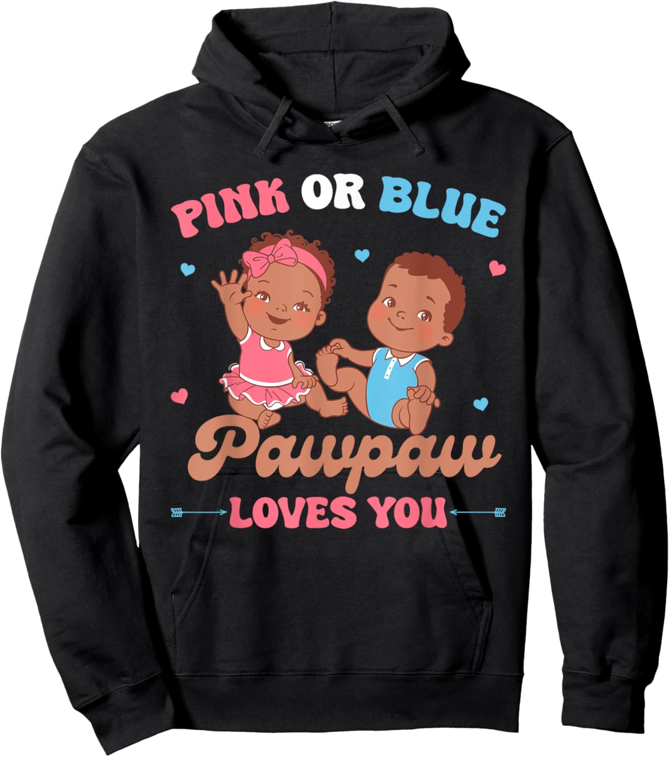 Gender Reveal Pink or Blue Pawpaw Loves You Family Matching Hoodie - Hoodie | Black