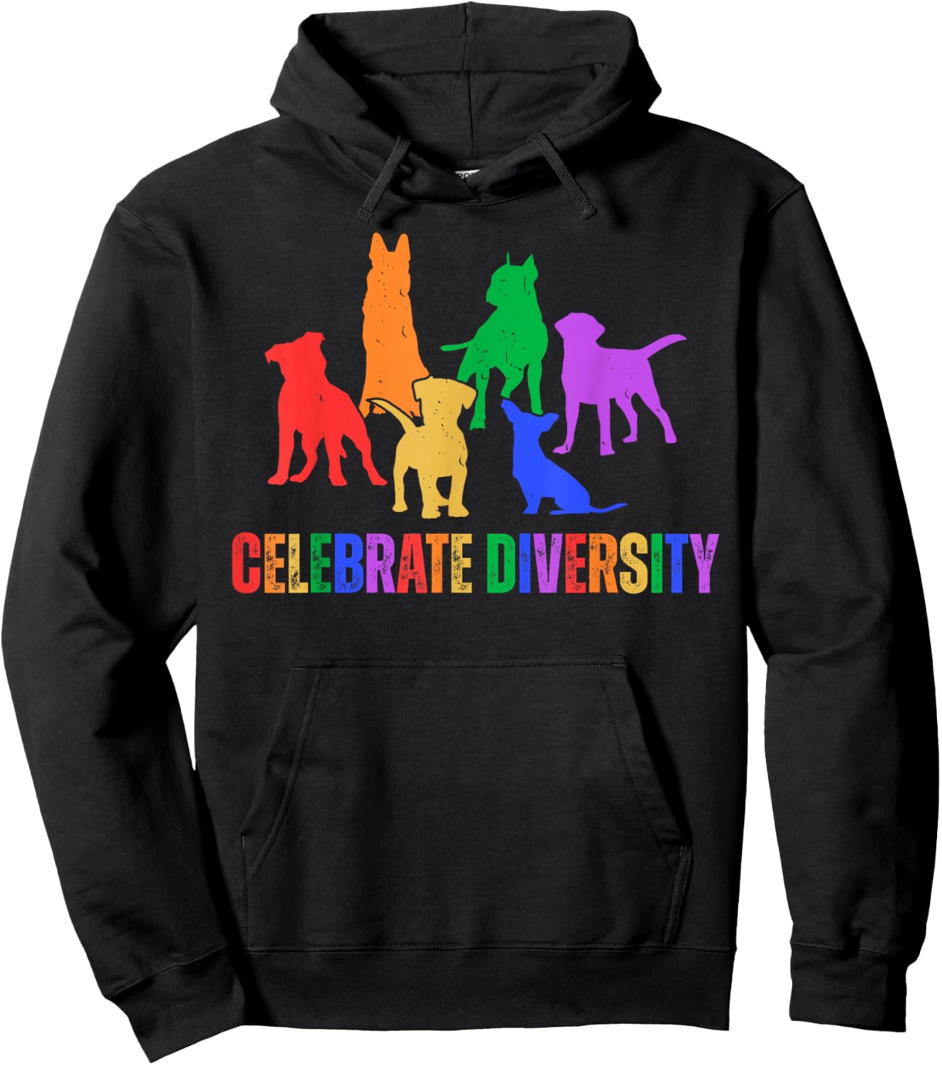 Celebrate Diversity Rainbow Dogs LGBTQ Pride Month Vet Tech Hoodie - Hoodie | Black