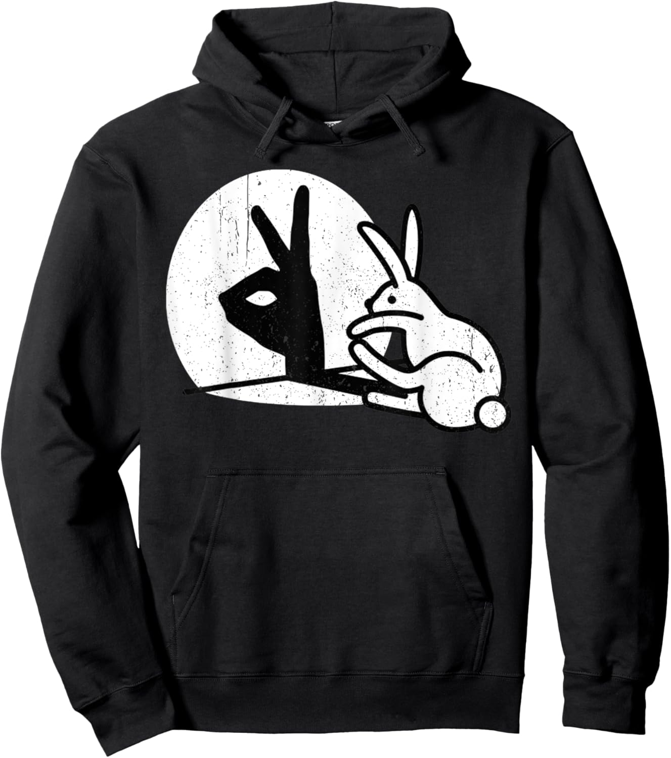 Vintage Funny Rabbit Hand Shadow Puppets Bunny Pop Art Hoodie - Hoodie | Black