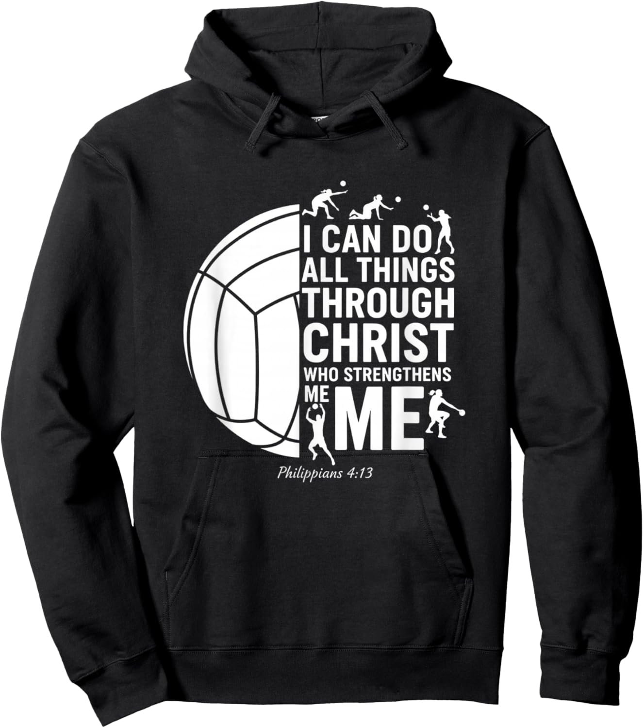 Christian Volleyball Philippians 4:13 I Can Do All Things Hoodie - Hoodie | Black