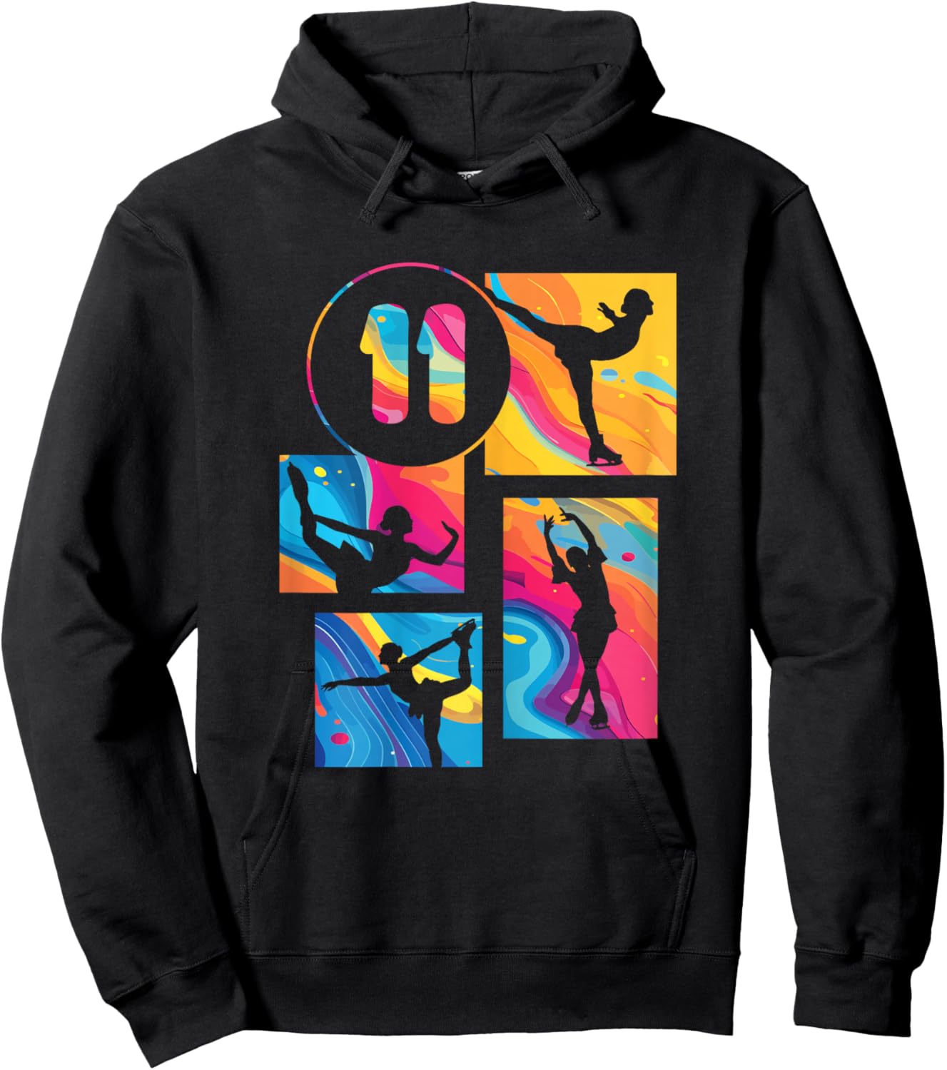 11th Birthday Girl Figue Skating Ice Skating 11 Years Old Hoodie - Hoodie | Black