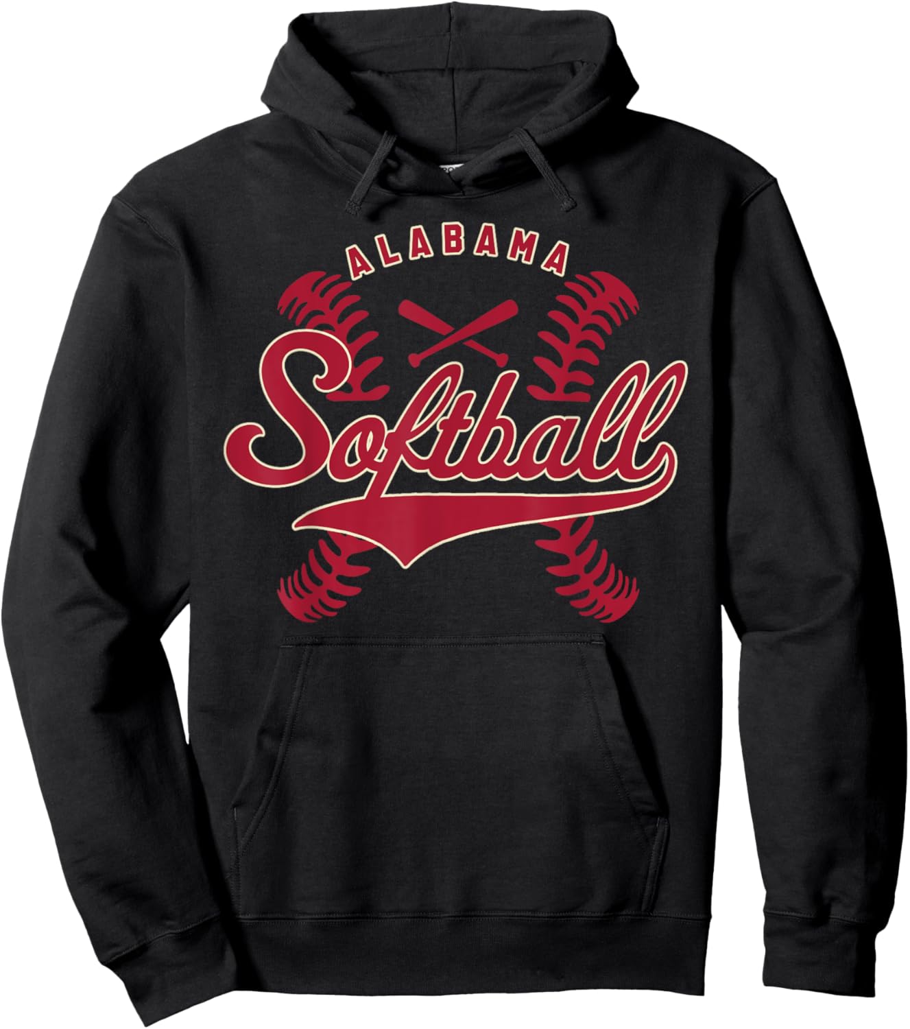 Alabama Softball Vintage Kids Team Retro Softball Fan Hoodie - Hoodie | Black