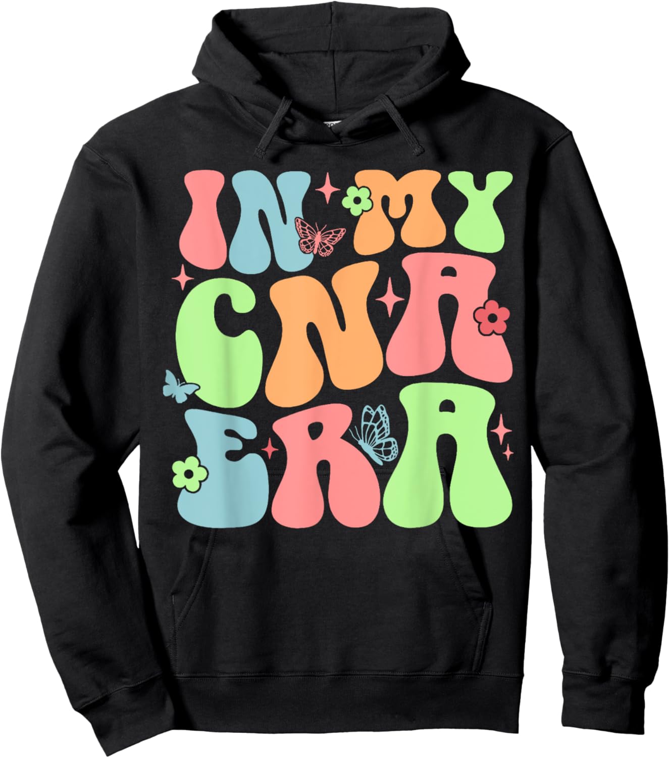 In My CNA Era Funny Groovy CNA Nurse Life Hoodie - Hoodie | Black