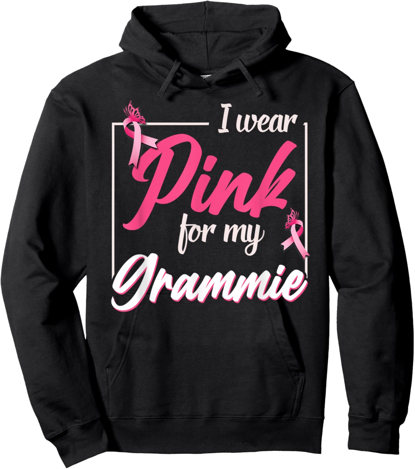 Support Breast Cancer - I Wear Pink For My Grammie Hoodie - Hoodie | Black
