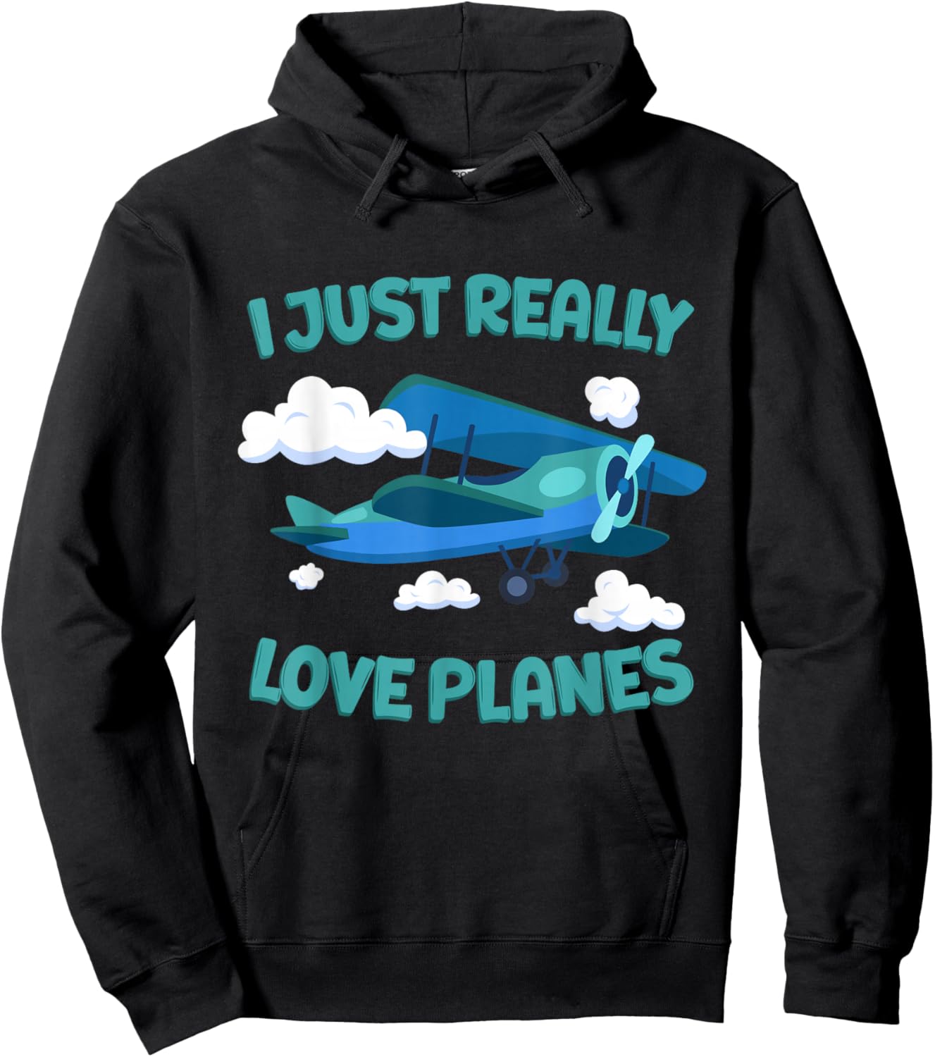 Airplane Lover Kids I Just Really Love Planes Hoodie - Hoodie | Black