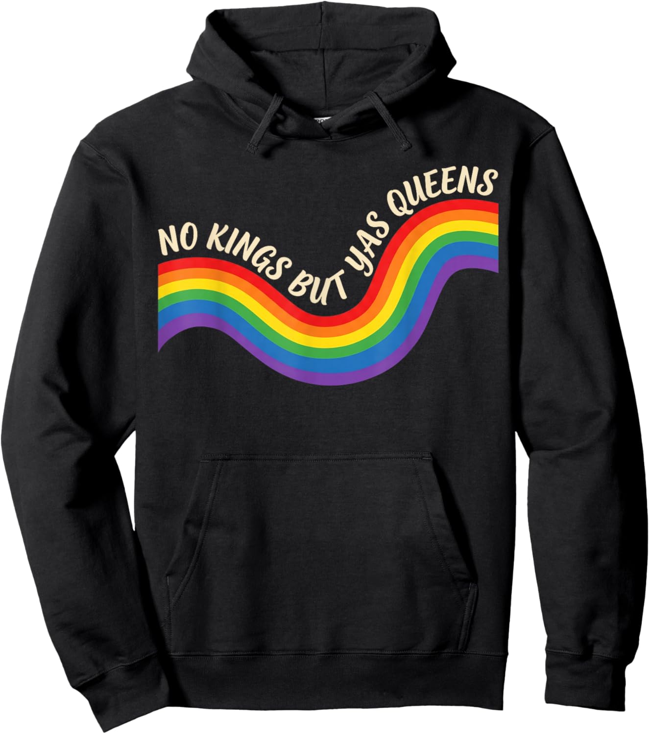 No Kings But Yas Queens Retro Rainbow LGBTQ Pride Ally Pride Hoodie - Hoodie | Black