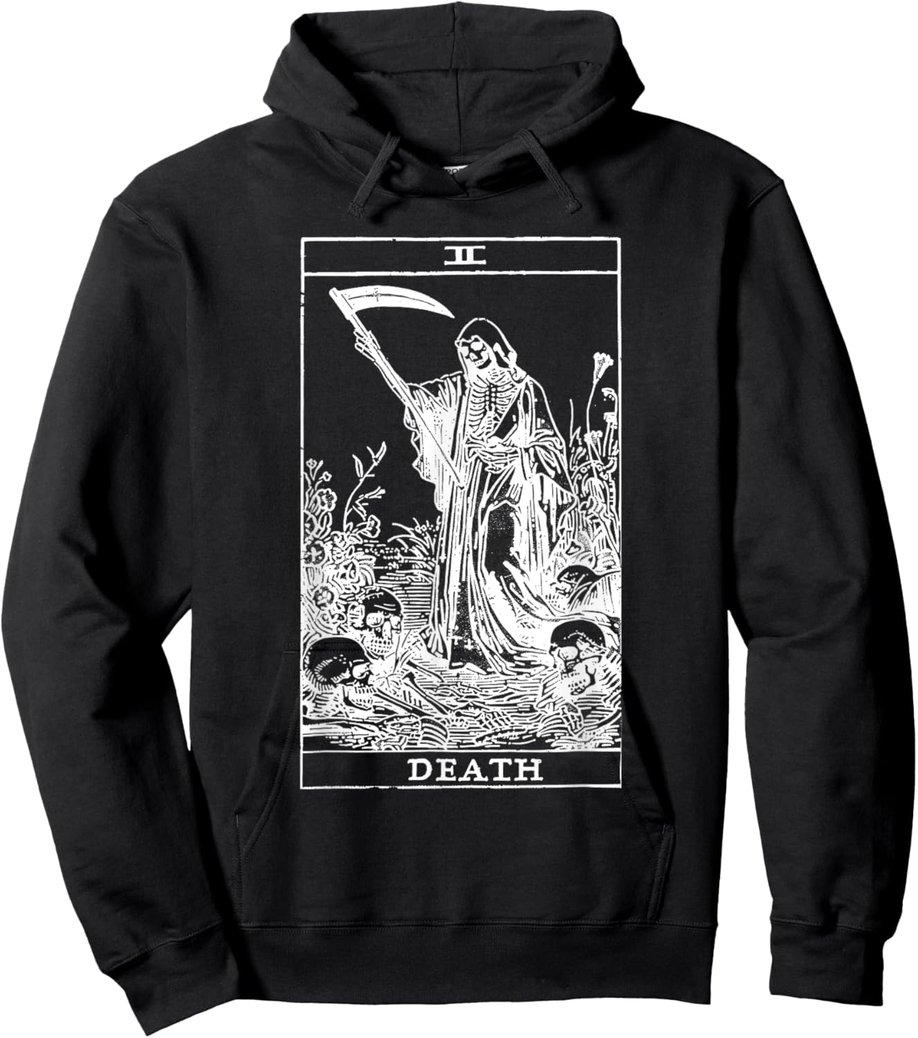 Tarot Card Death XIII Angel Skull Vintage Dead Reaper Grim Hoodie - Hoodie | Black