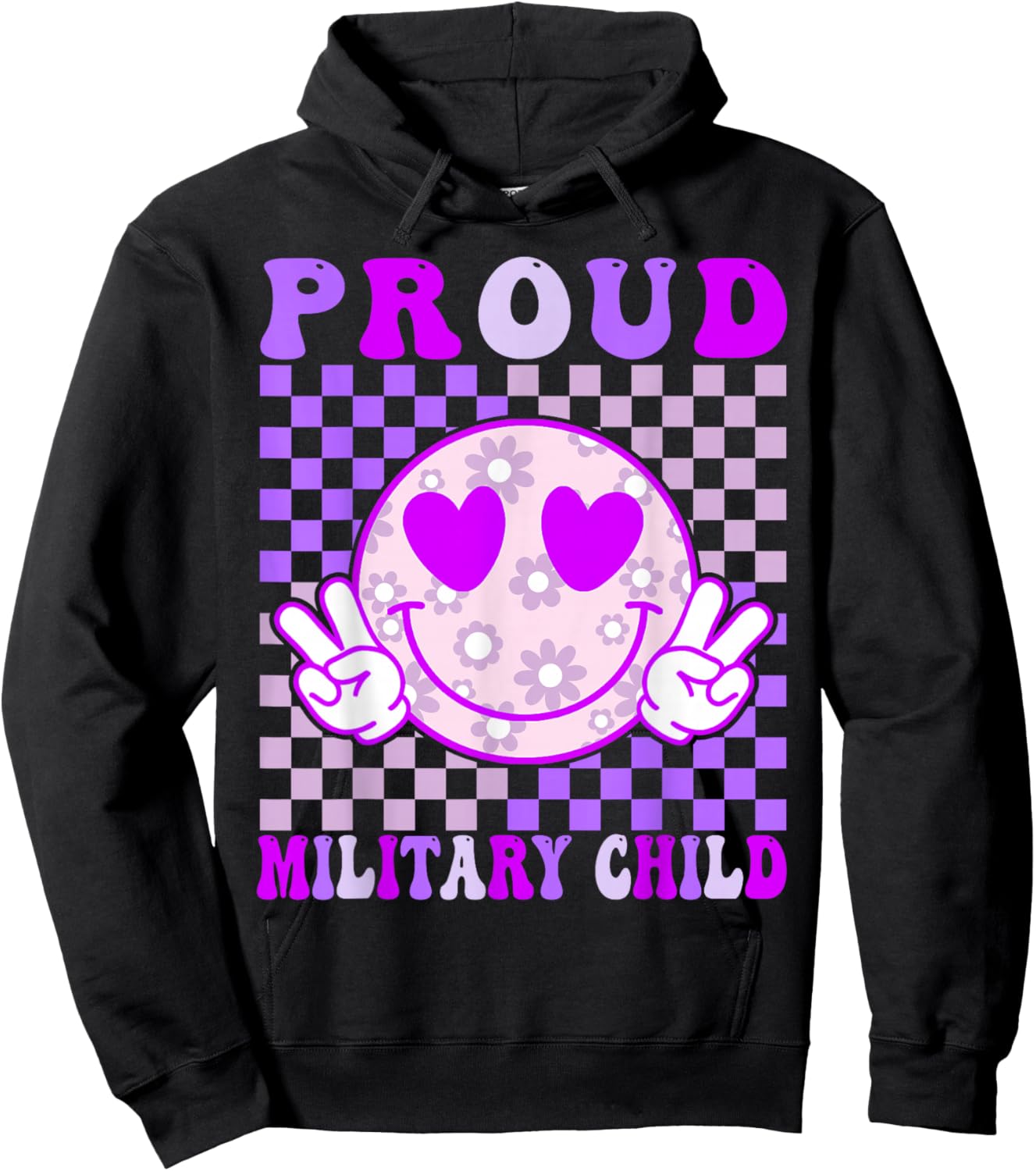 Purple Up For Military Kids Proud Military Child Month Hoodie - Hoodie | Black