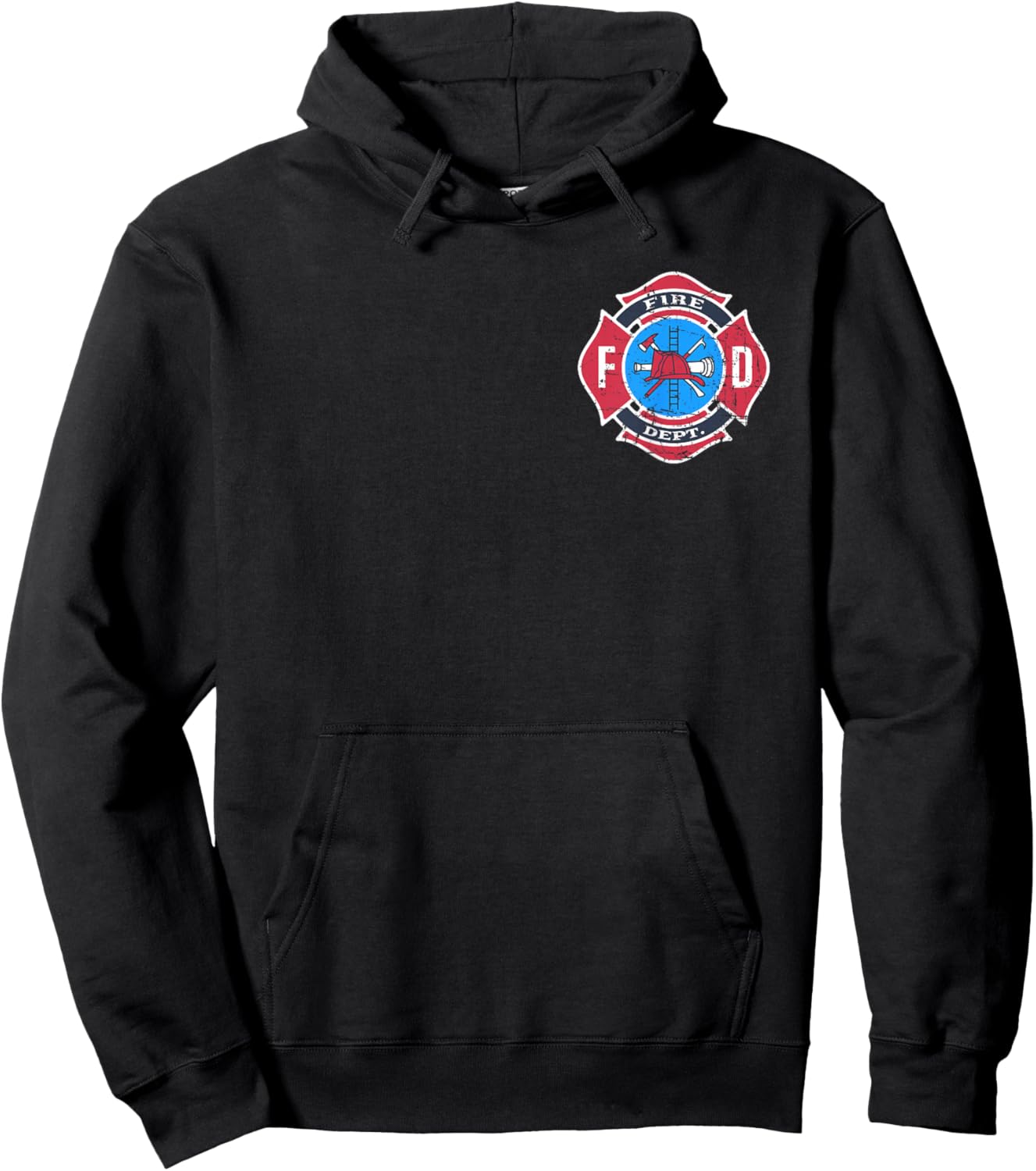 Retro Fire Department Logo Uniform Fireman Firefighter Art Hoodie - Hoodie | Black