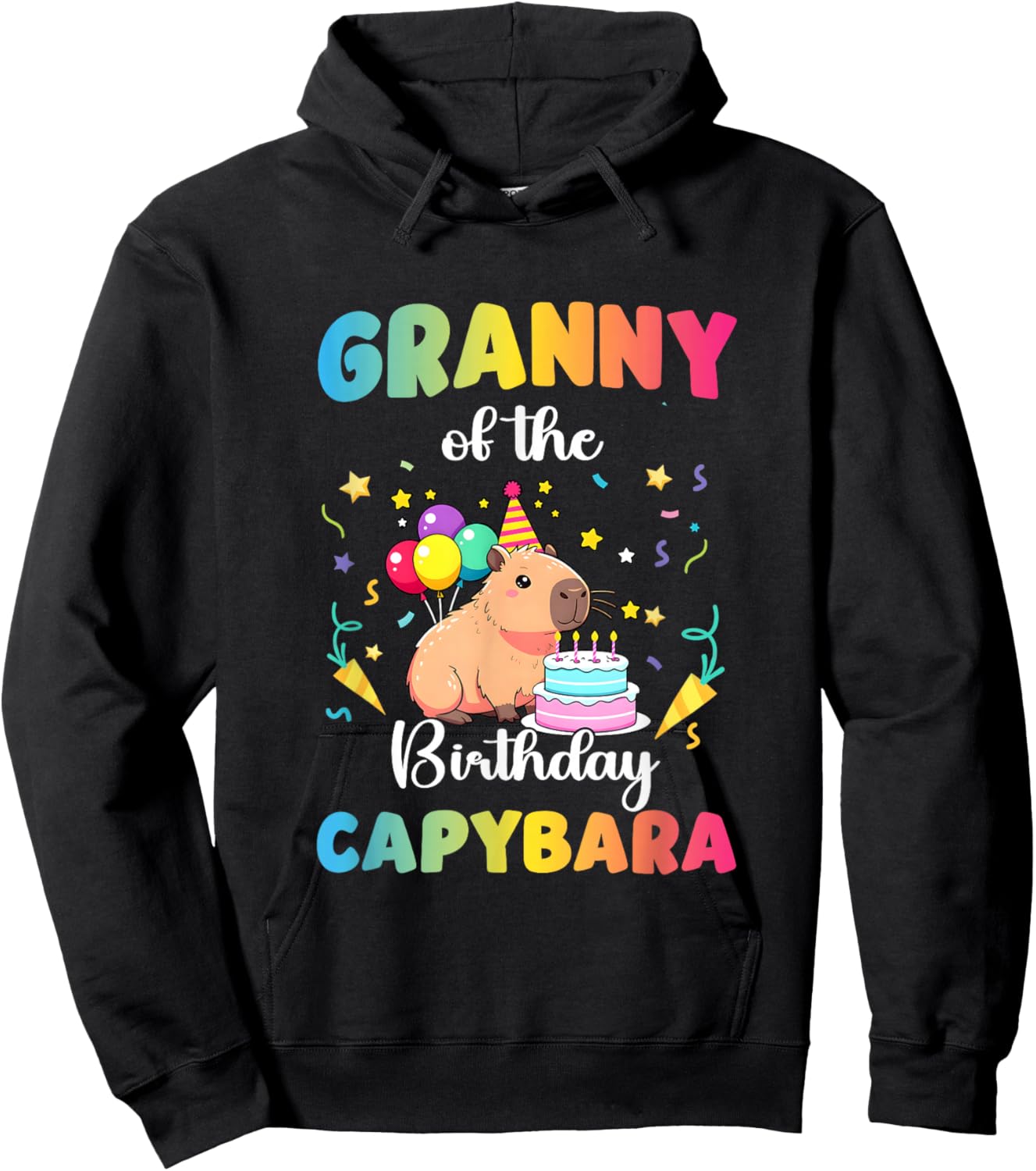 Granny of The Birthday Girl Capybara Bday Party Family Hoodie - Hoodie | Black