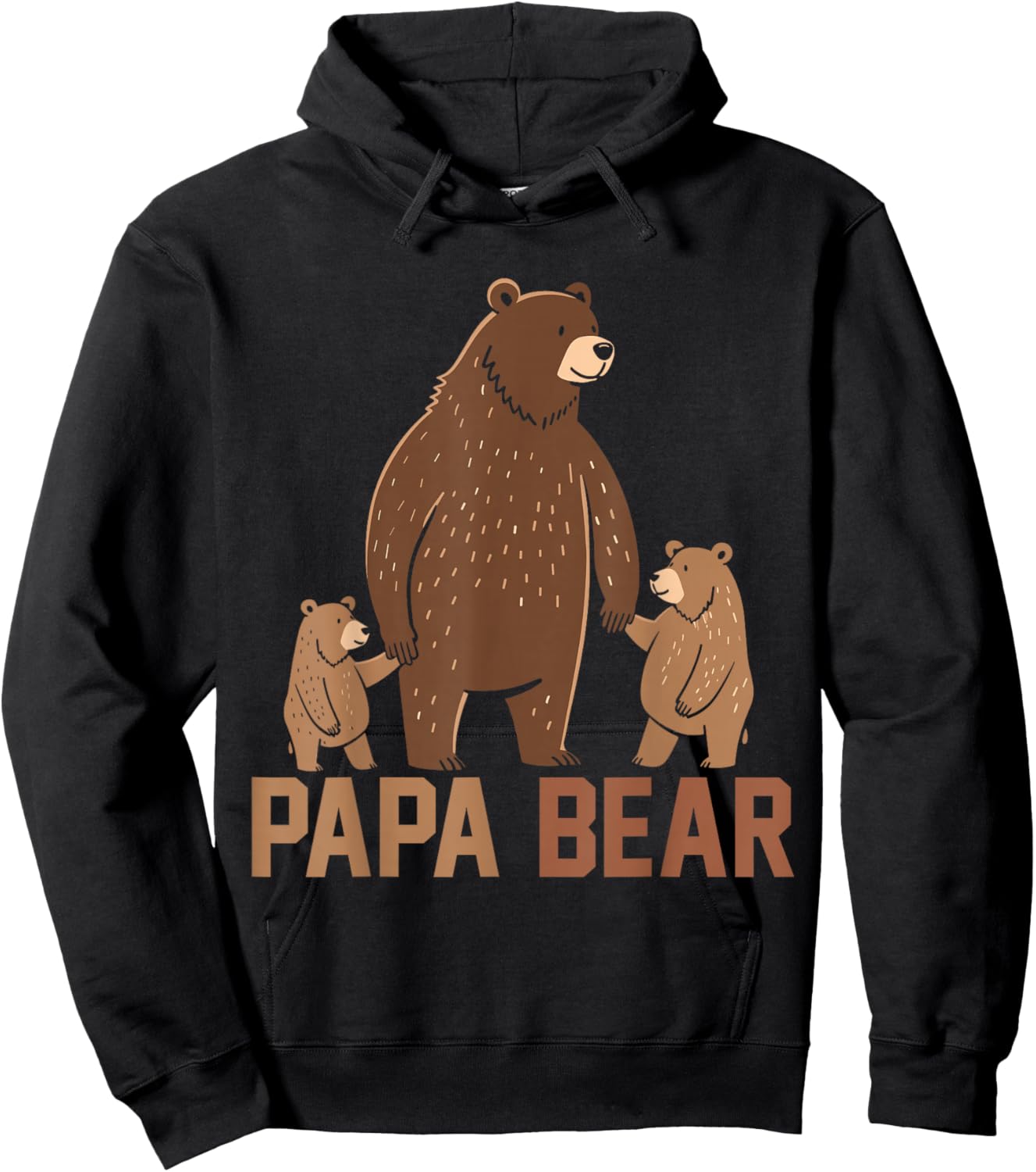Papa Bear Dad Two Cubs Daddy Bear 2 Kids Father's Day Hoodie - Hoodie | Black