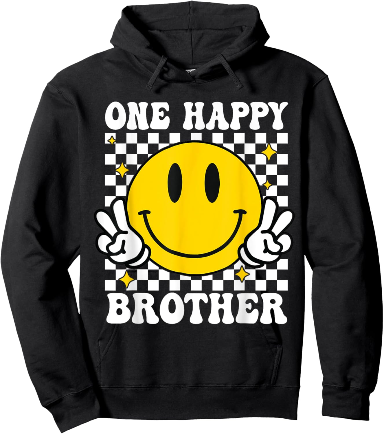 One Happy Dude Brother happy face 1st Birthday Family Hoodie - Hoodie | Black