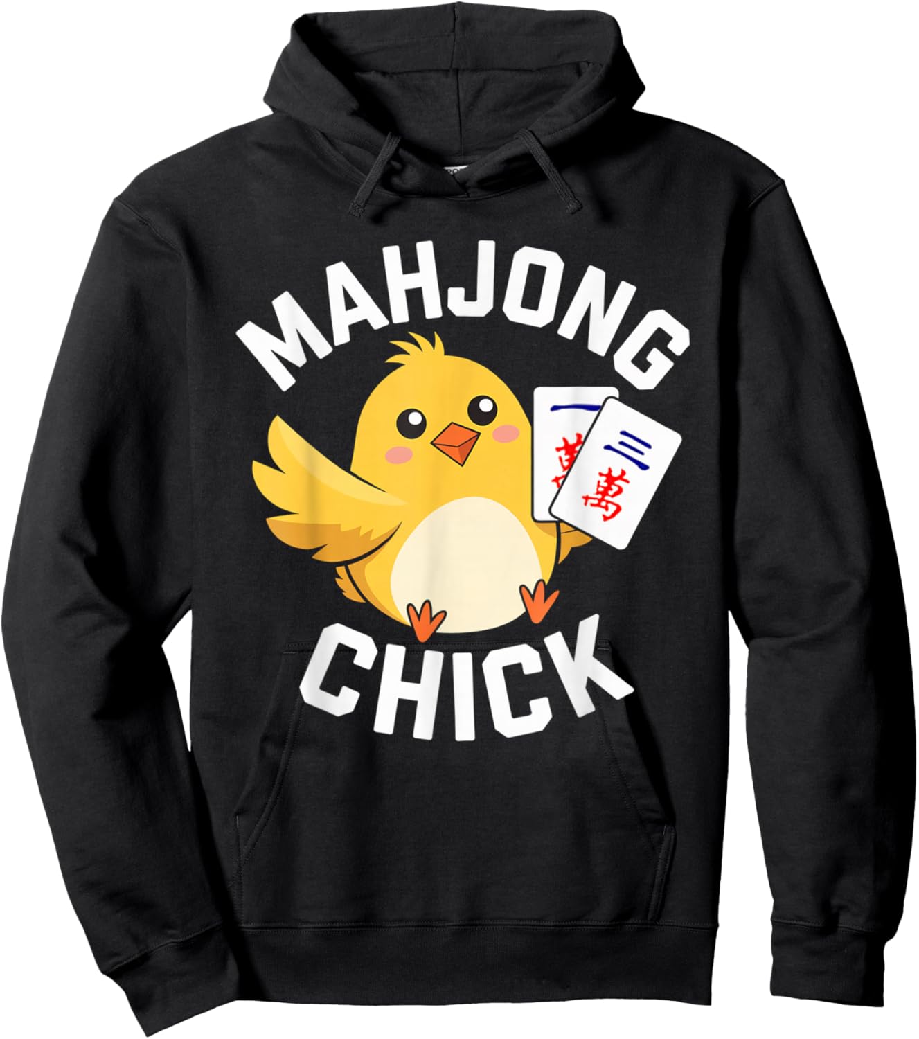 Mahjong Chick Chinese Board Game Player Hoodie - Hoodie | Black