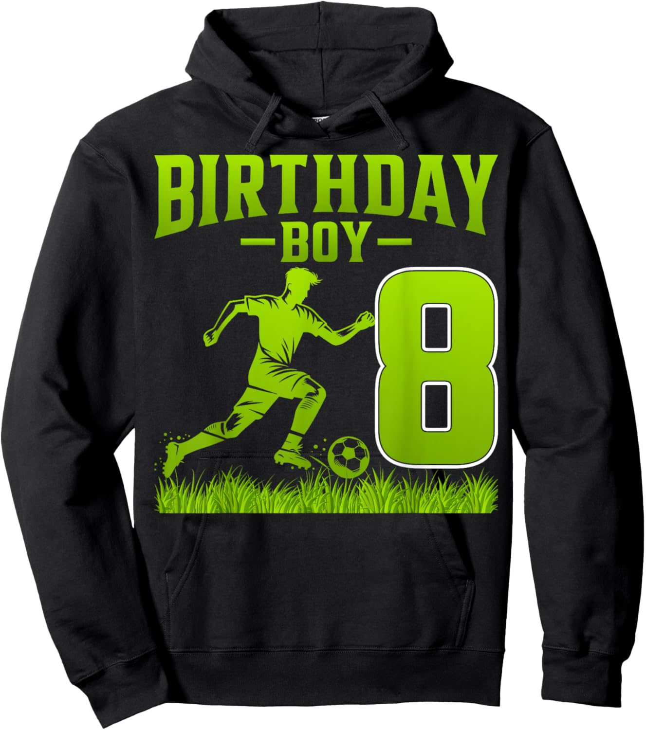 Kids Soccer Lover 8 Years Old 8th Birthday Boy Hoodie - Hoodie | Black