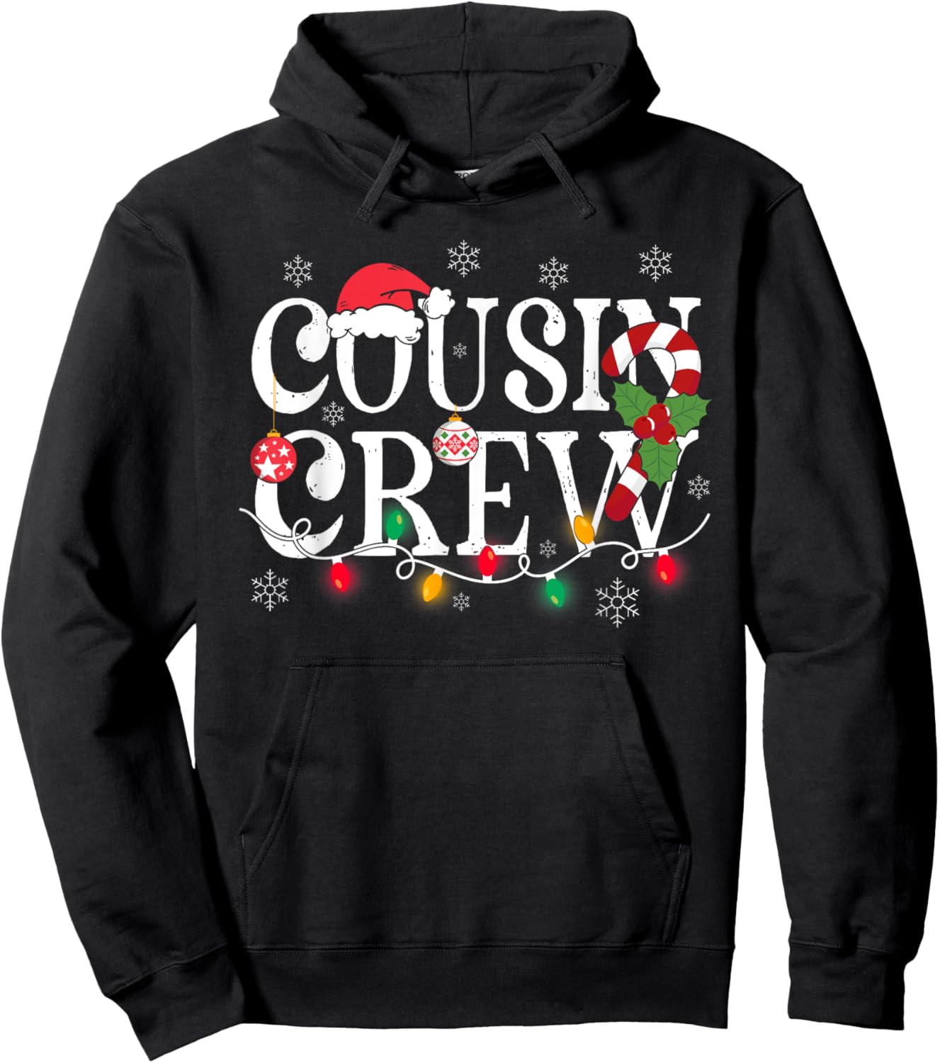 Cousin Crew Christmas Cousins Christmas Matching Family Kids Hoodie - Hoodie | Black