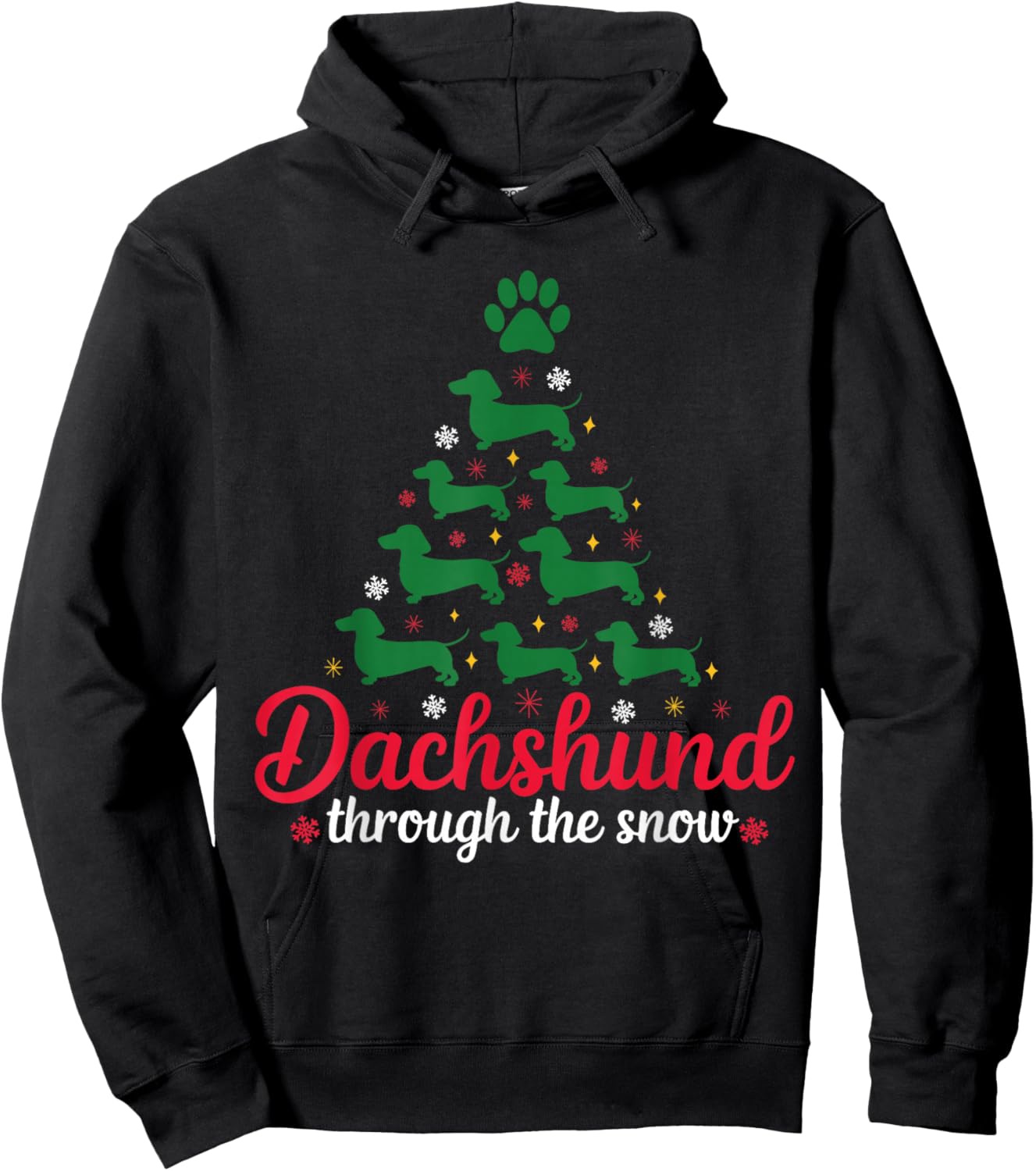 Funny Dachshund Christmas Dog tree Dachshund Xmas Hoodie - Hoodie | Black