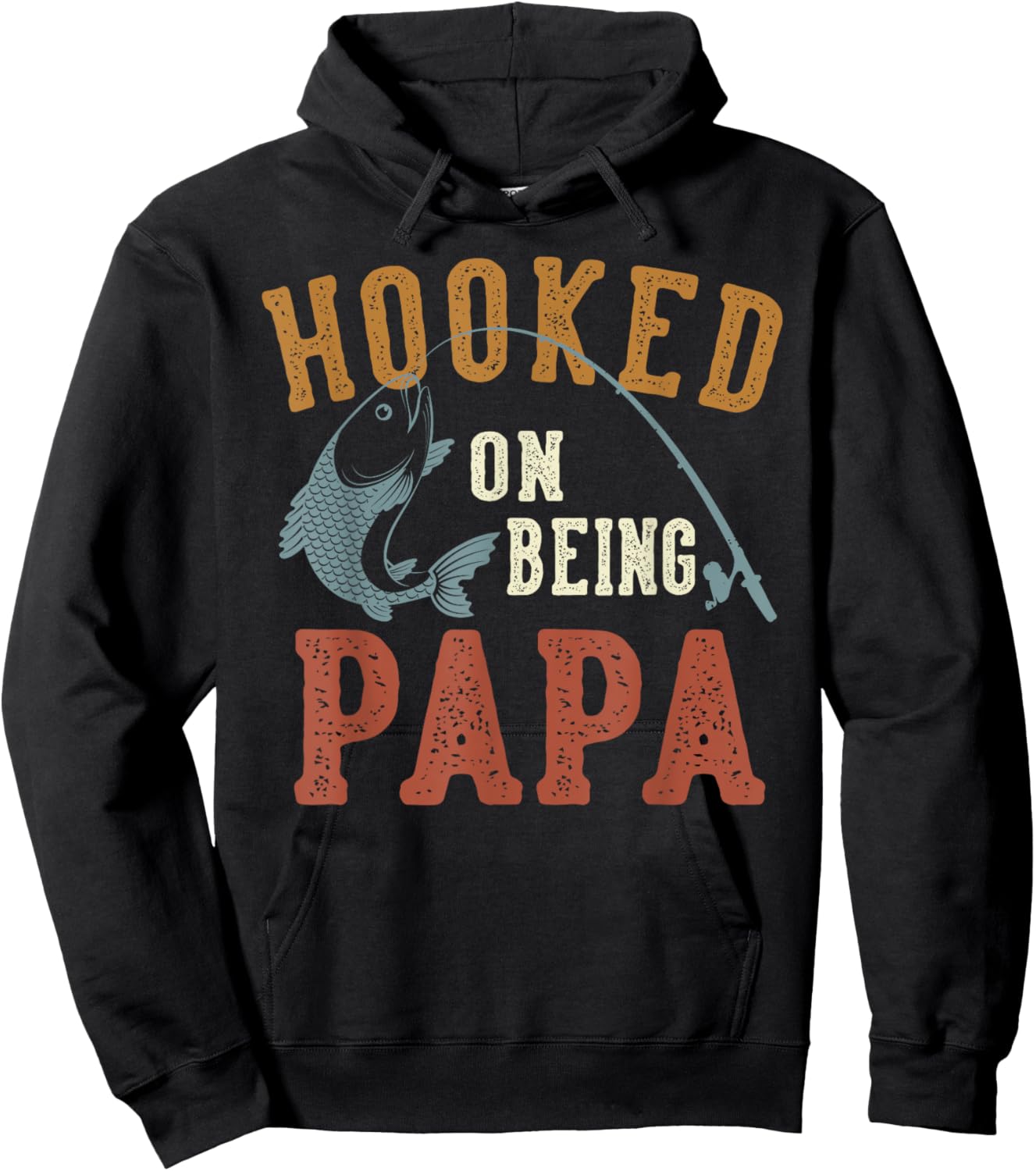 Hooked On Being Papa Father's Day Fishing Papa Hoodie - Hoodie | Black