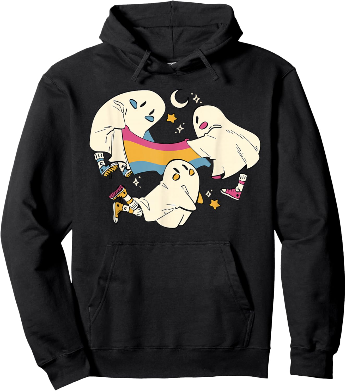 Funny Ghost Pansexual Flag LGBT Lesbian Gay Trans Pride Hoodie - Hoodie | Black