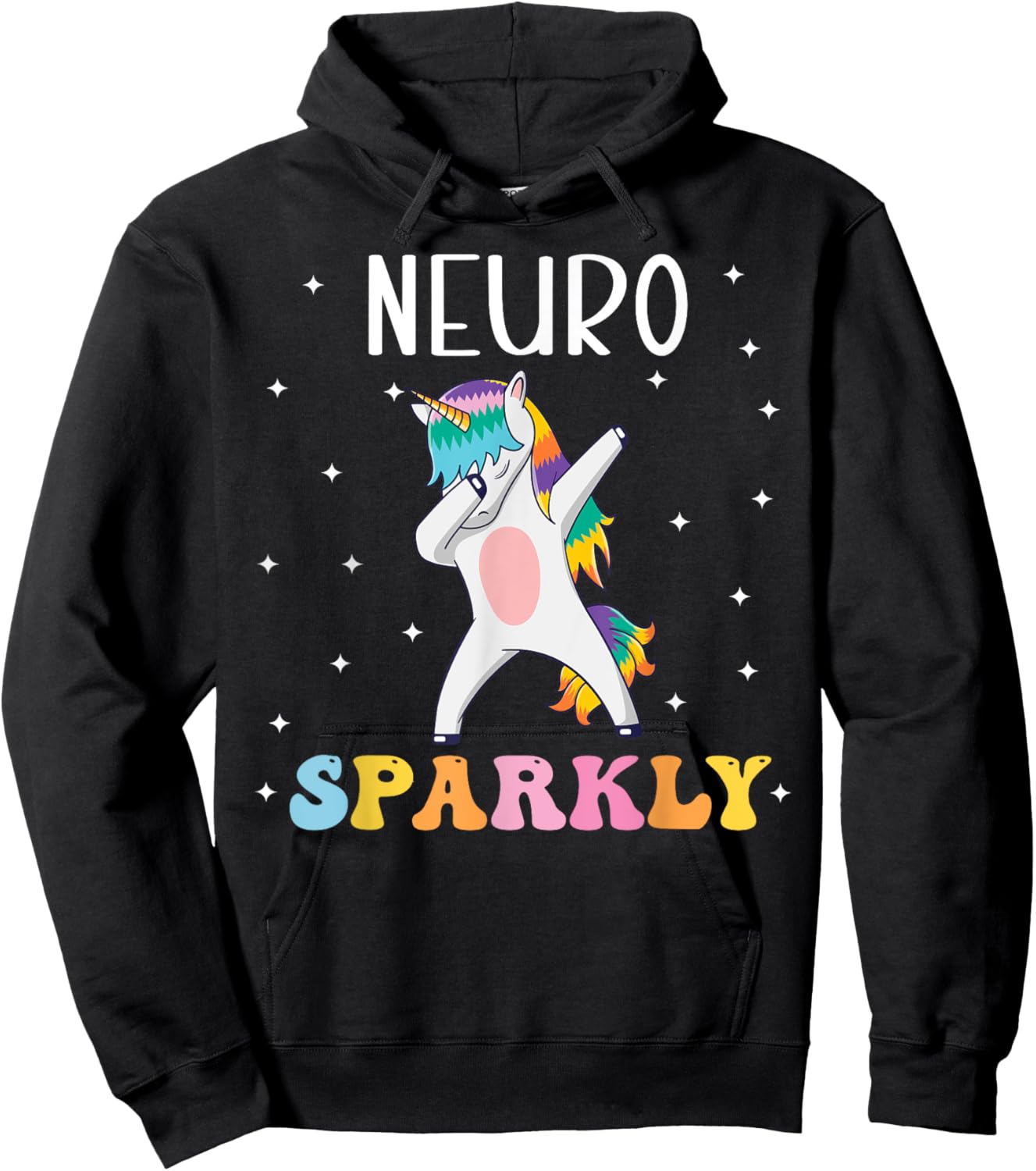 Neuro Sparkly NeuroDiversity Unicorn ADHD Awareness Kids Hoodie - Hoodie | Black