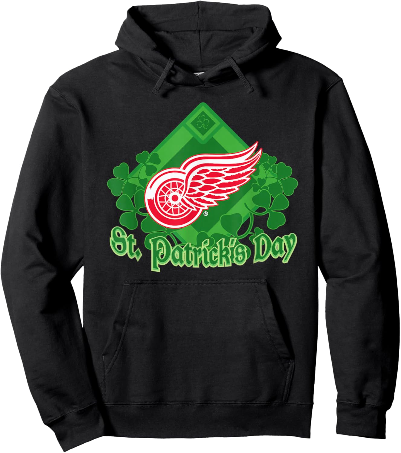 Detroit Red Wings St. Patrick's Day Black NHL Licensed Hoodie - Hoodie | Black