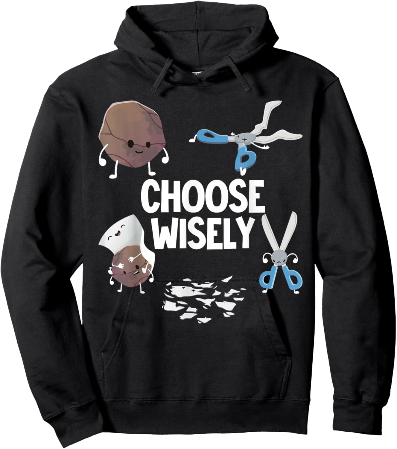 Rock Paper Scissors Choose Wisely Hoodie - Hoodie | Black