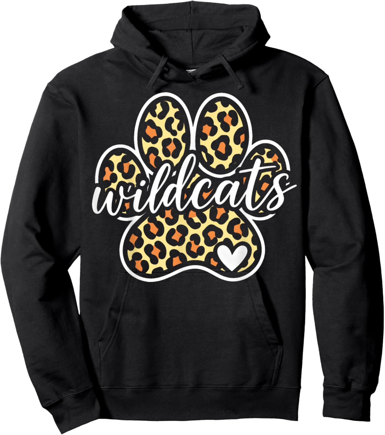 Wildcats Print Heart Vintage Gift Women Kid Boy Girl Hoodie - Hoodie | Black
