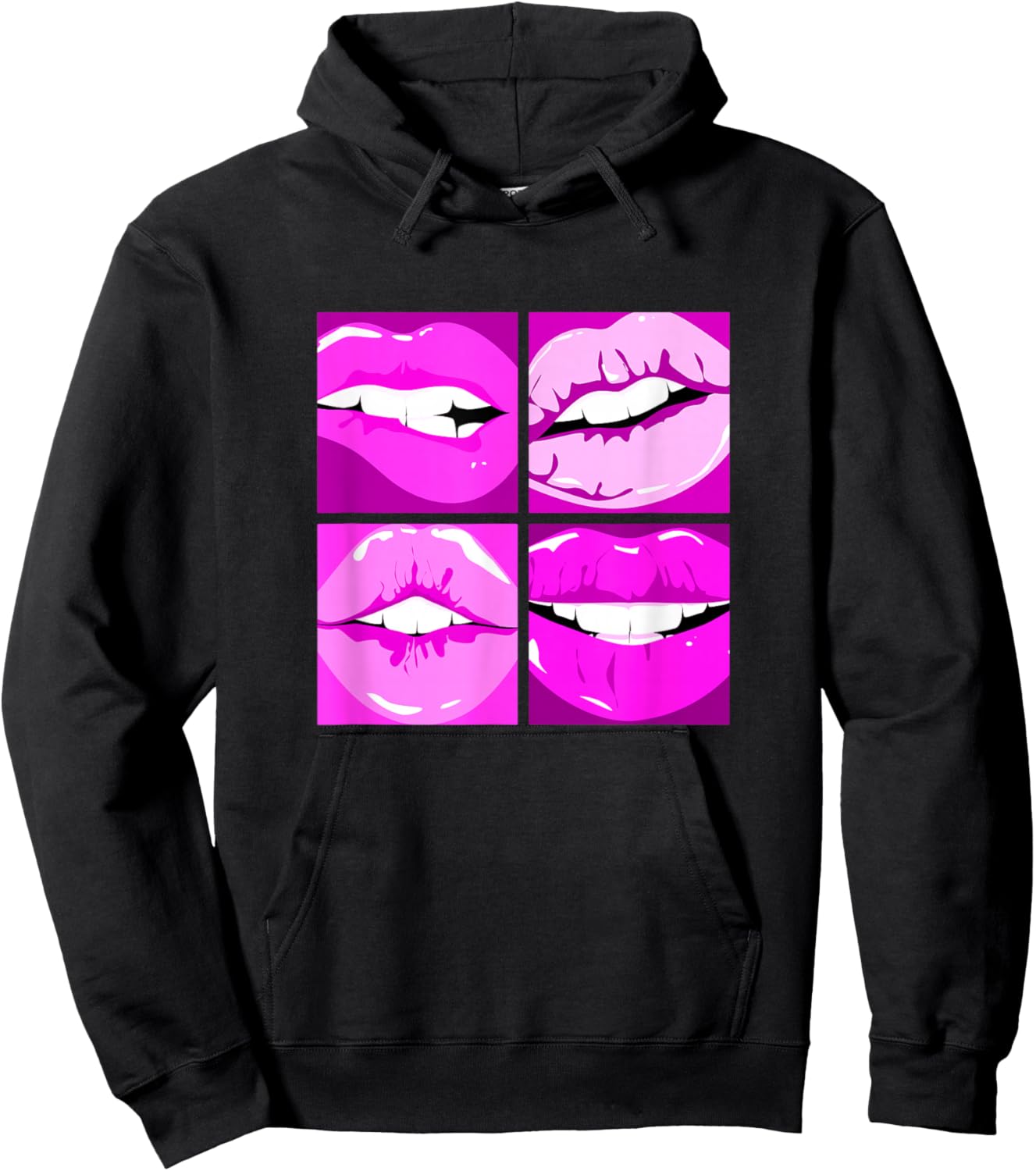 Pink Read My Lips Pink Graphic Hoodie - Hoodie | Black