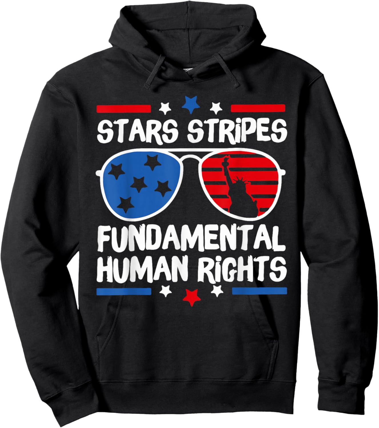 Stars Stripes Fundamental Human Rights Hoodie - Hoodie | Black