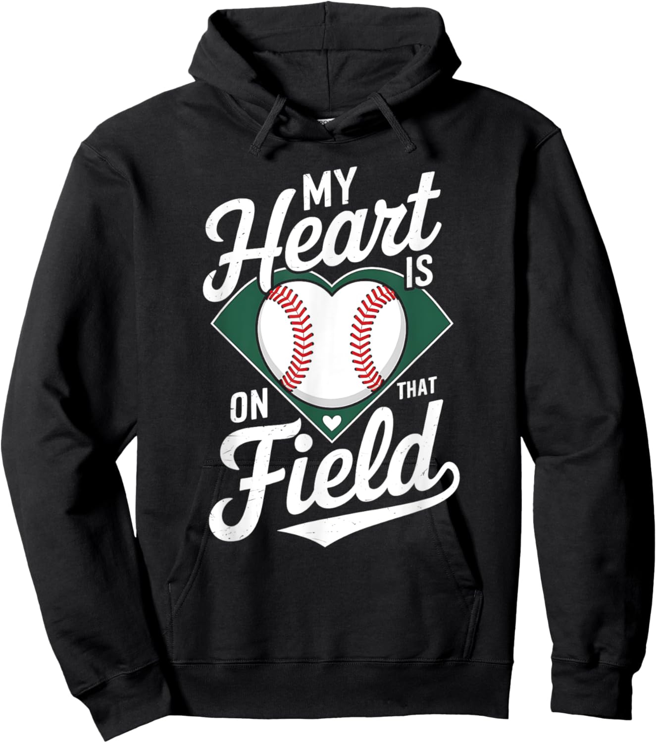 My Heart Is On That Field Cute Baseball Mom Baseball Lover Hoodie - Hoodie | Black
