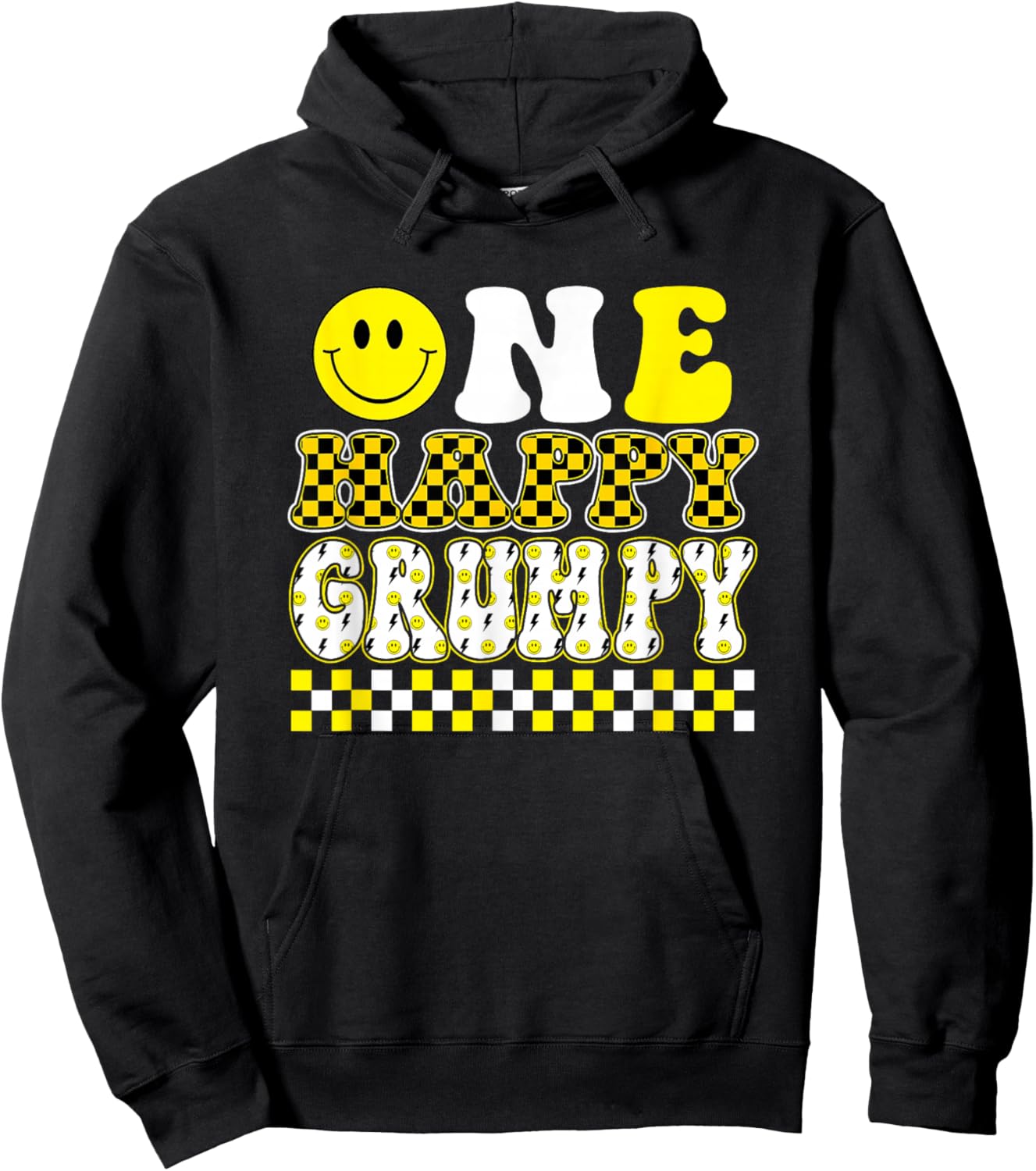 One Happy Dude Grumpy 1st Birthday Family Matching Hoodie - Hoodie | Black