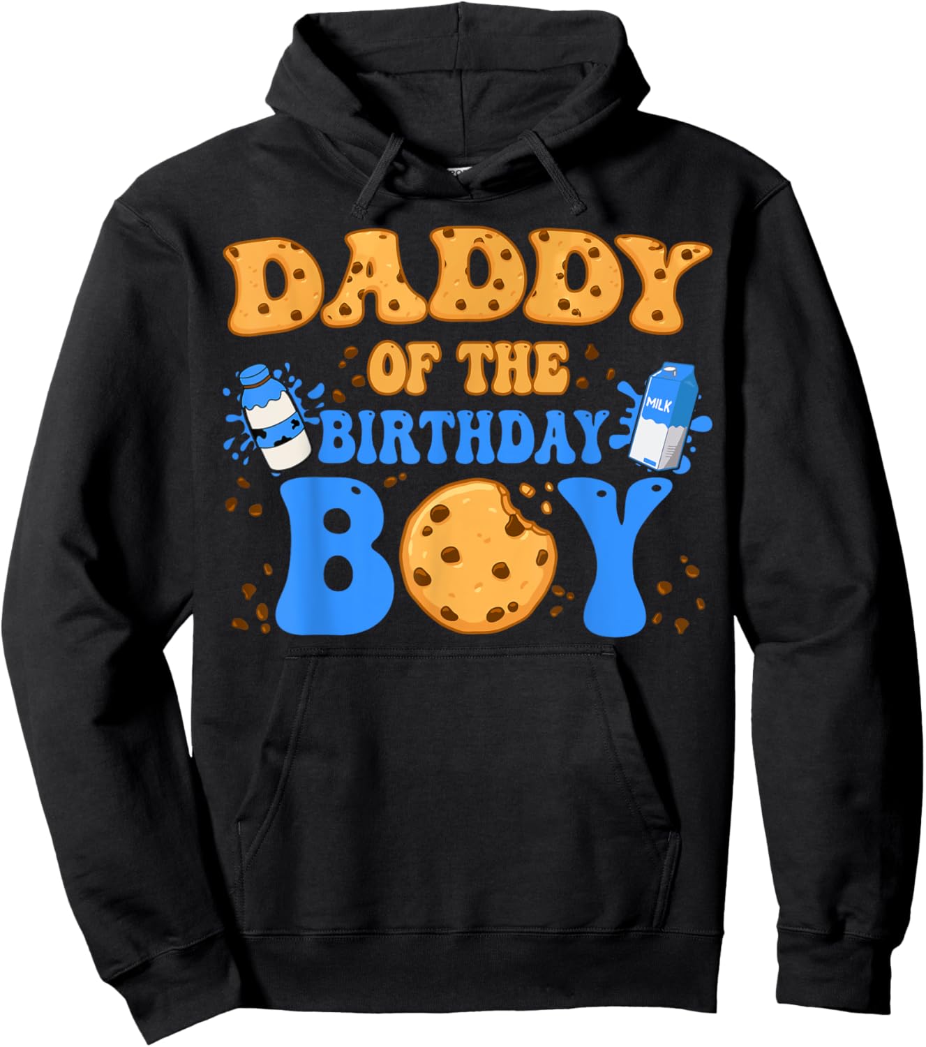 Daddy Of The Birthday Boy Milk and Cookies Lover Hoodie - Hoodie | Black