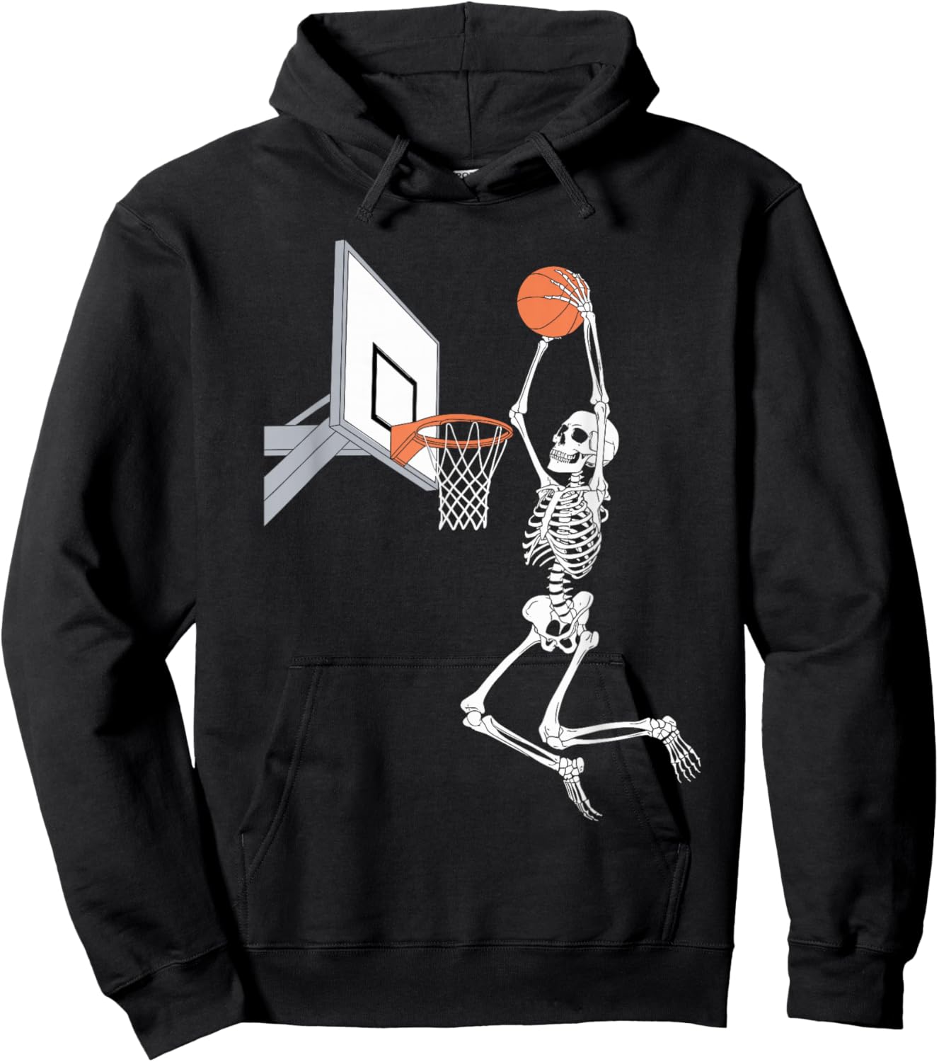 Funny Skeleton Playing Basketball Lovers Spooky Halloween Hoodie - Hoodie | Black