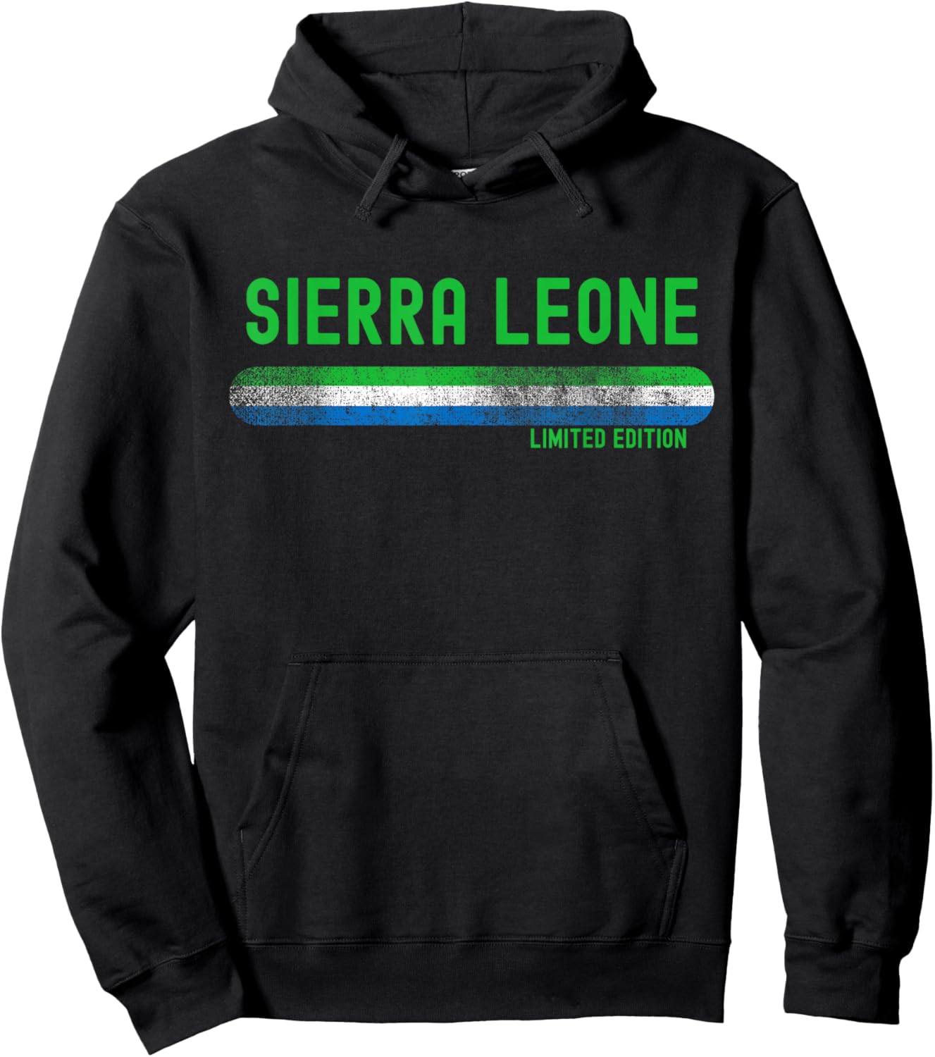 Sierra Leone Flag | Sierra Leonean Vintage Distressed Hoodie - Hoodie | Black