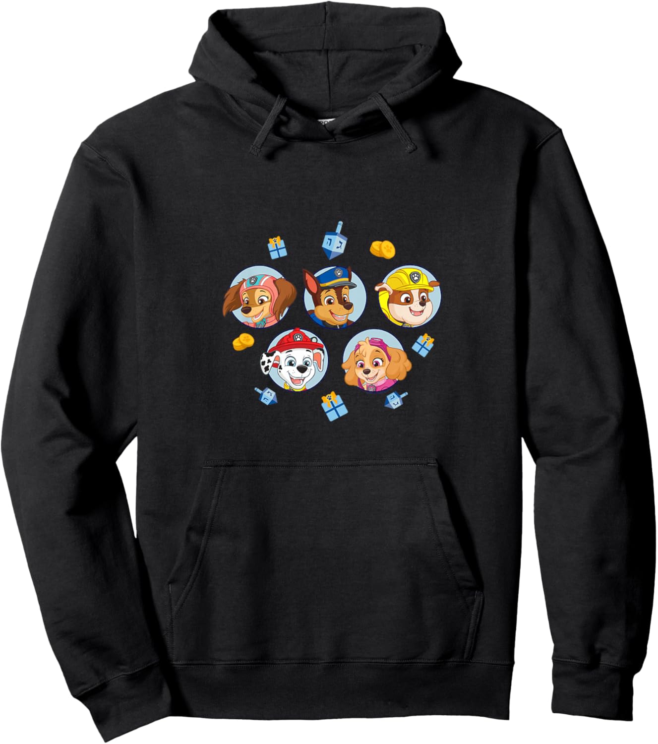 Kids PAW Patrol Hanukkah Toys & Presents Many Faces Portrait Hoodie - Hoodie | Black