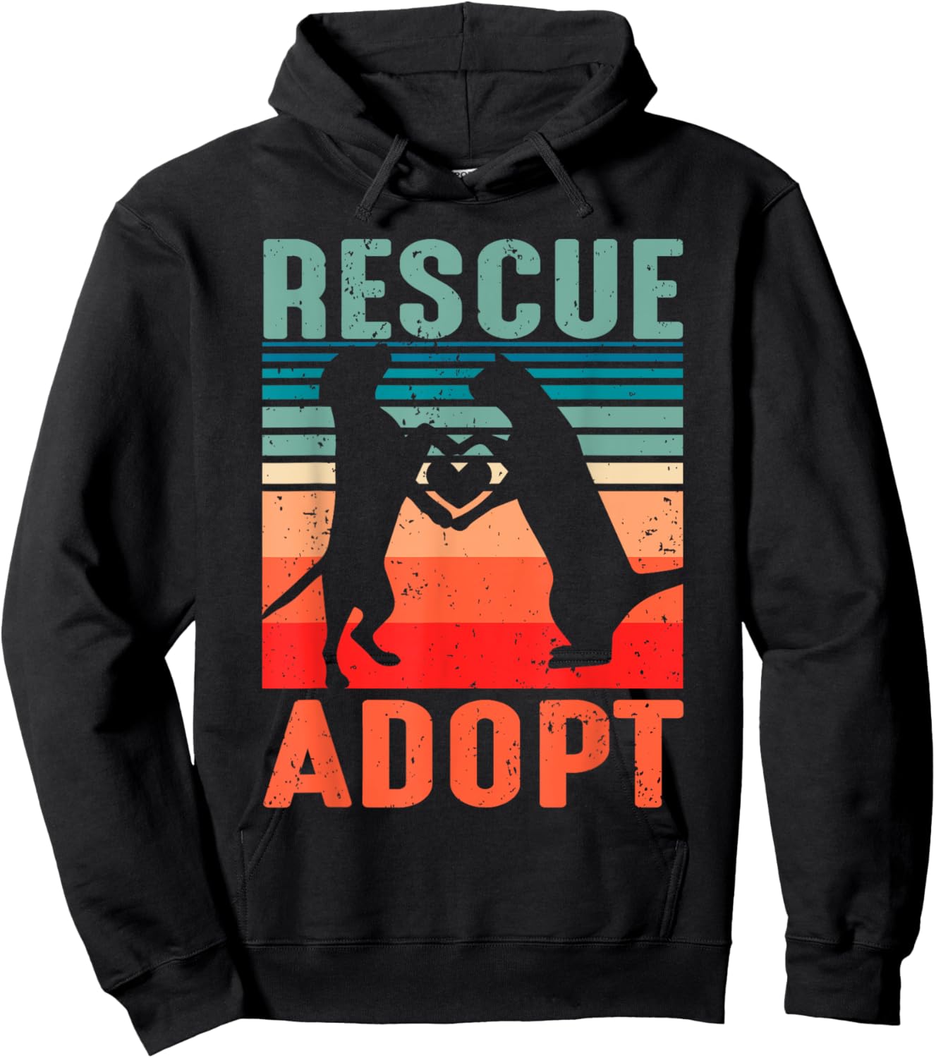 Rescue Adopt Animal Vintage Dog Cat Lover Men Hoodie - Hoodie | Black
