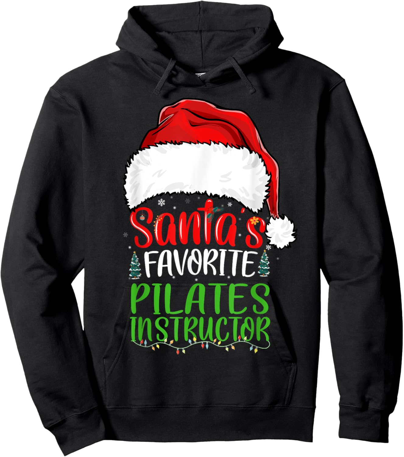 Santa's Favorite Pilates Instructor Funny Christmas Hoodie - Hoodie | Black