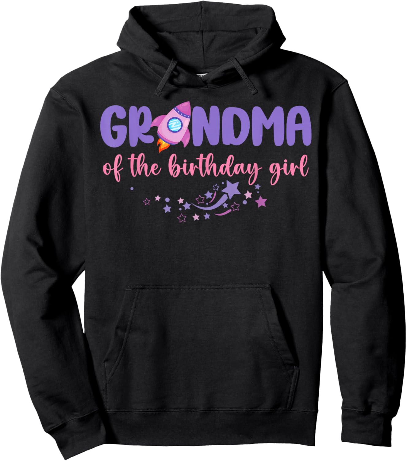Two The Moon Grandma of The Birthday Girl Astronaut Family Hoodie - Hoodie | Black