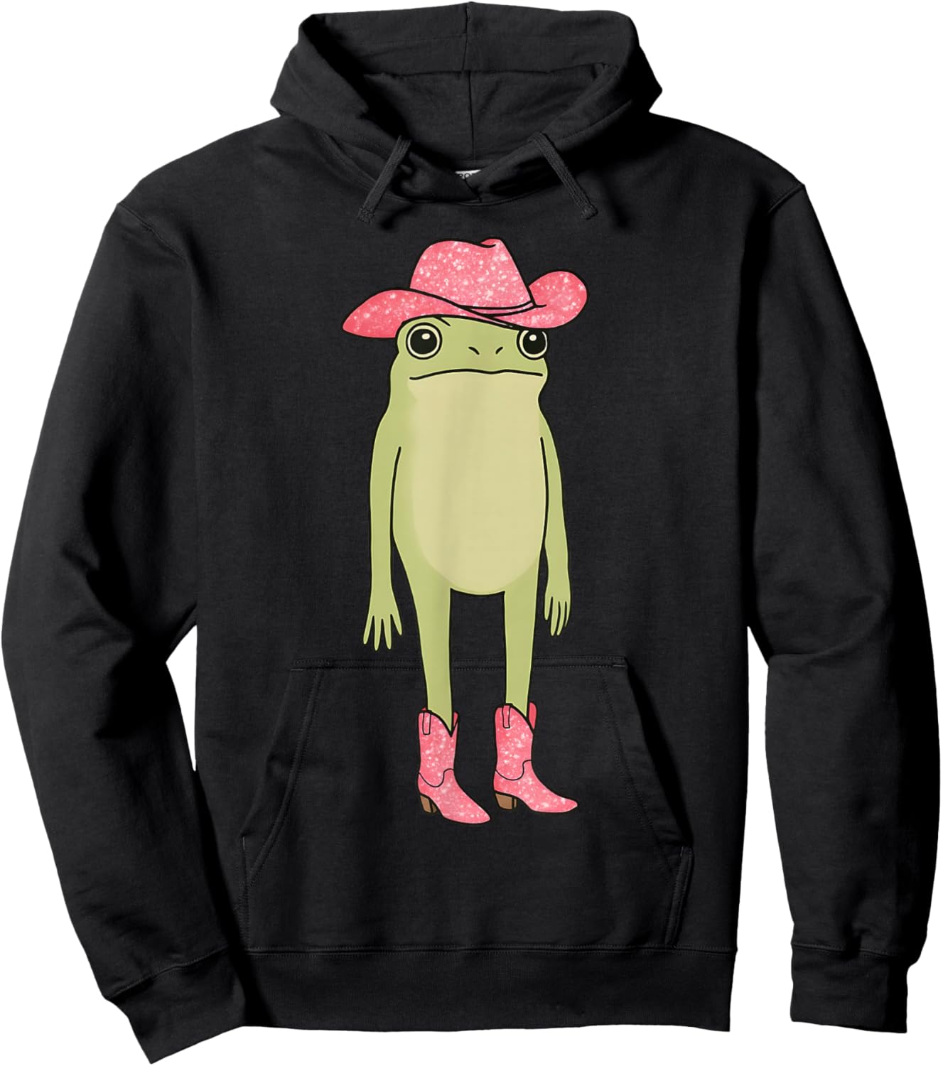 Cowgirl Frog Cowboy Hat Boots Funny Western Meme Country Hoodie - Hoodie | Black