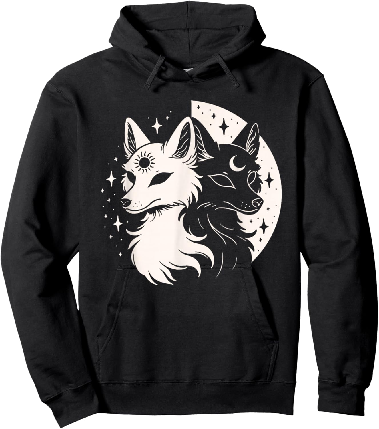 Fox Foxes Night Moon Day Sun Stars Spirit Celestial Moon Alt Hoodie - Hoodie | Black