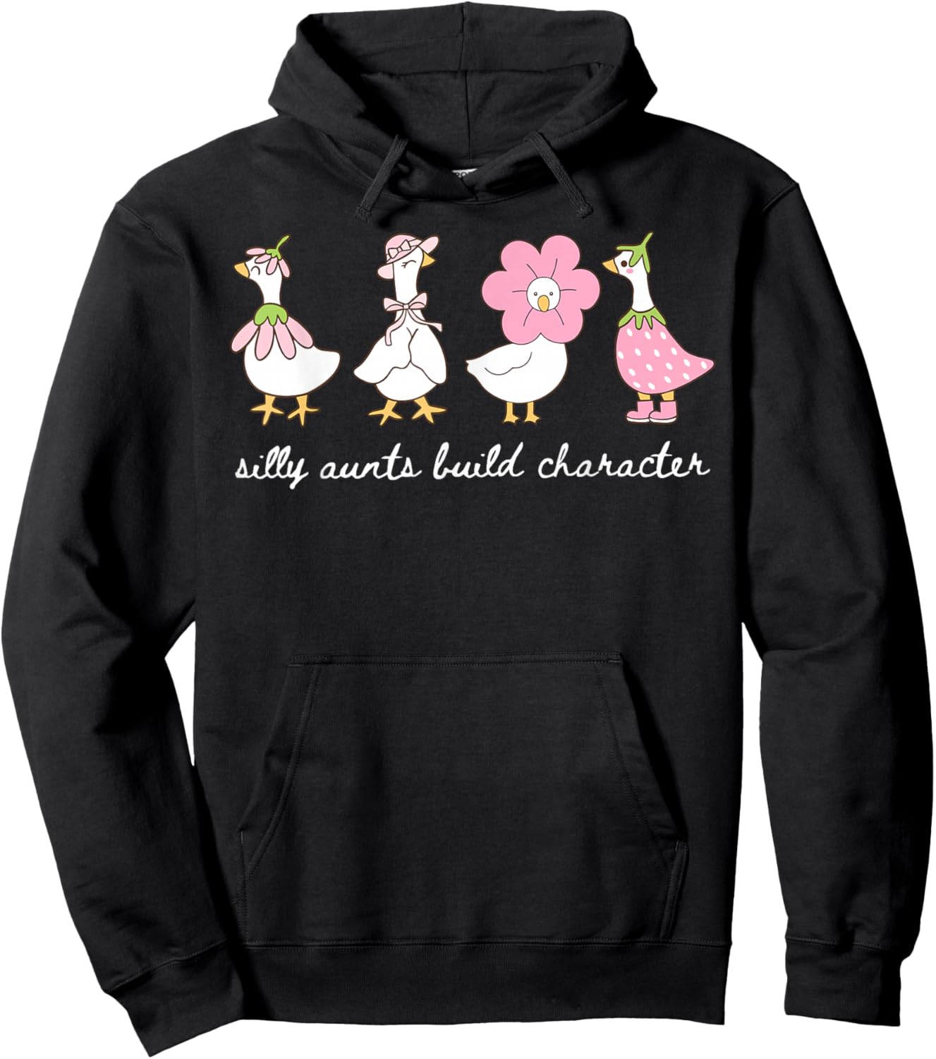Silly Aunt Build Character Auntie Goose Funny Aunt Women Hoodie - Hoodie | Black
