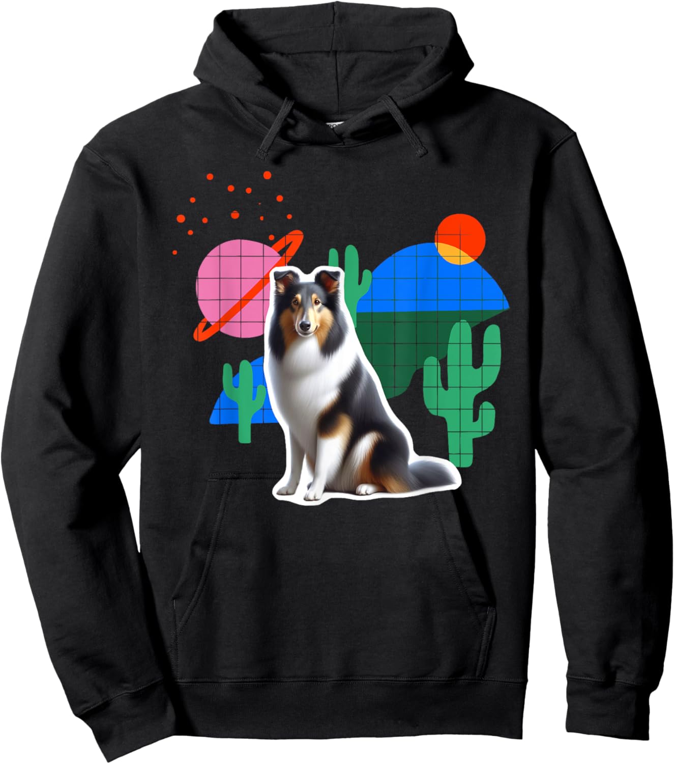 Collie Desert Design Dog Women Kids Hoodie - Hoodie | Black