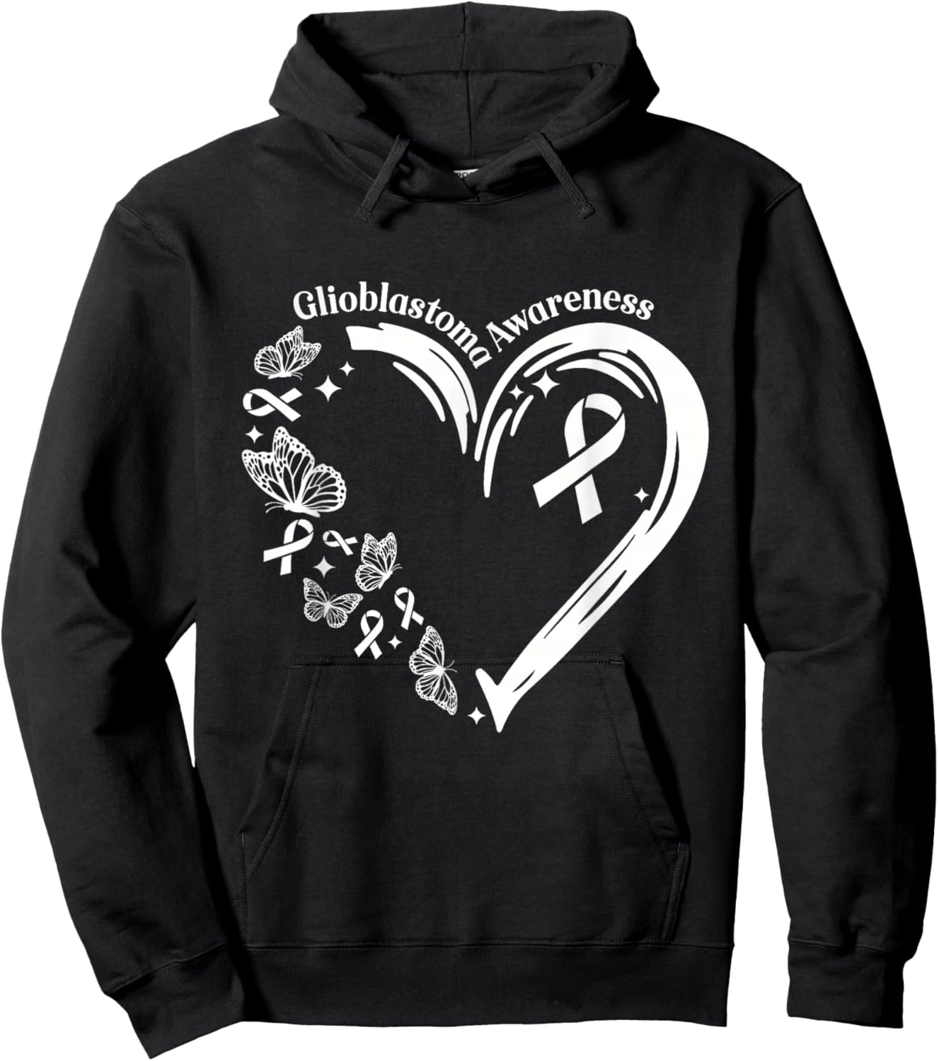 Glioblastoma I Wear Grey For Glioblastoma Awareness Heart Hoodie - Hoodie | Black