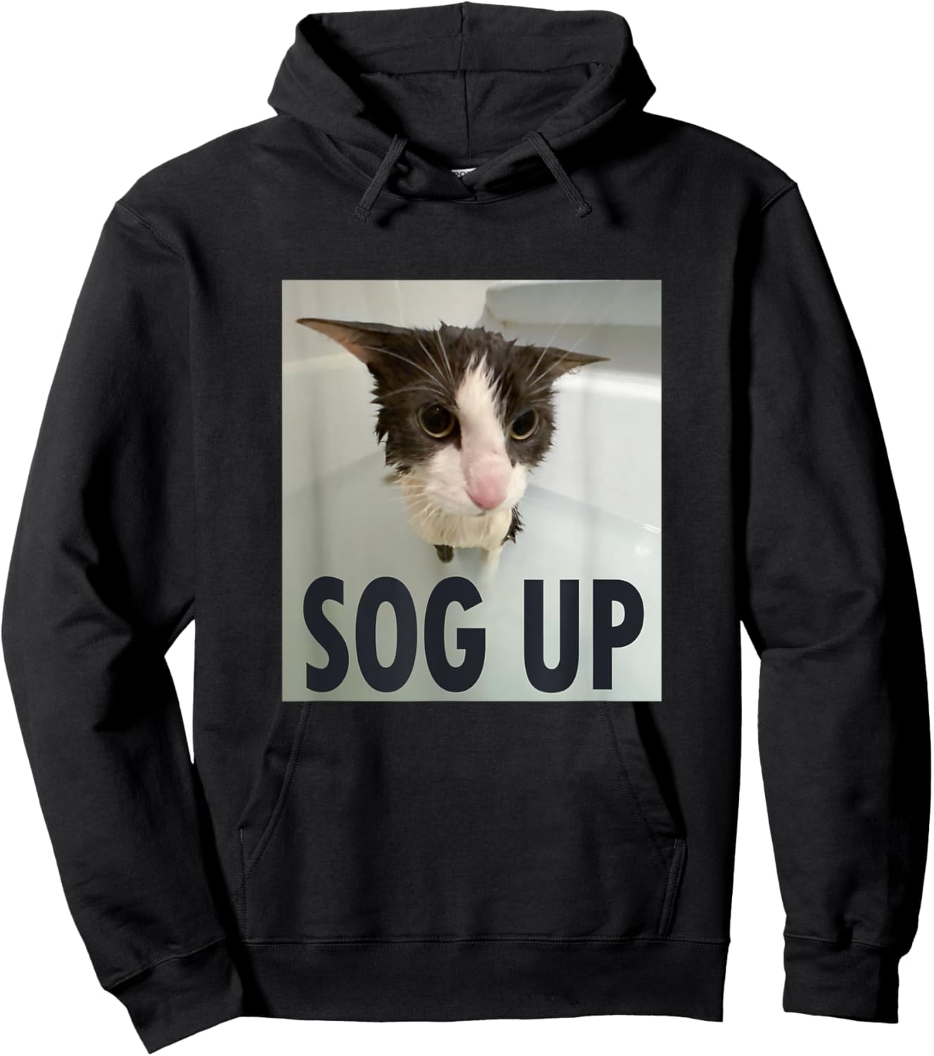 Silly Soggy Cat Meme Sog Up Women Girls Kids Hoodie - Hoodie | Black
