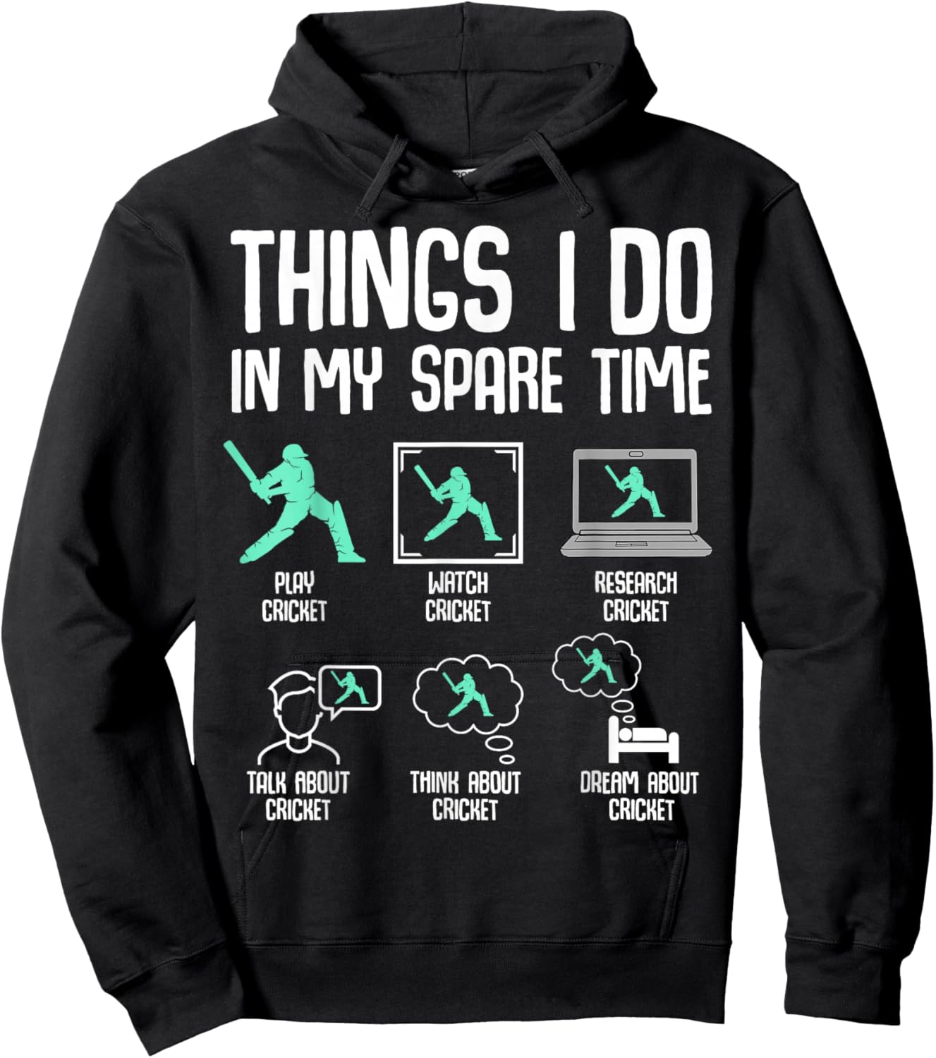 Cricket Things I Do In My Spare Time Kids Boys Youth Hoodie - Hoodie | Black