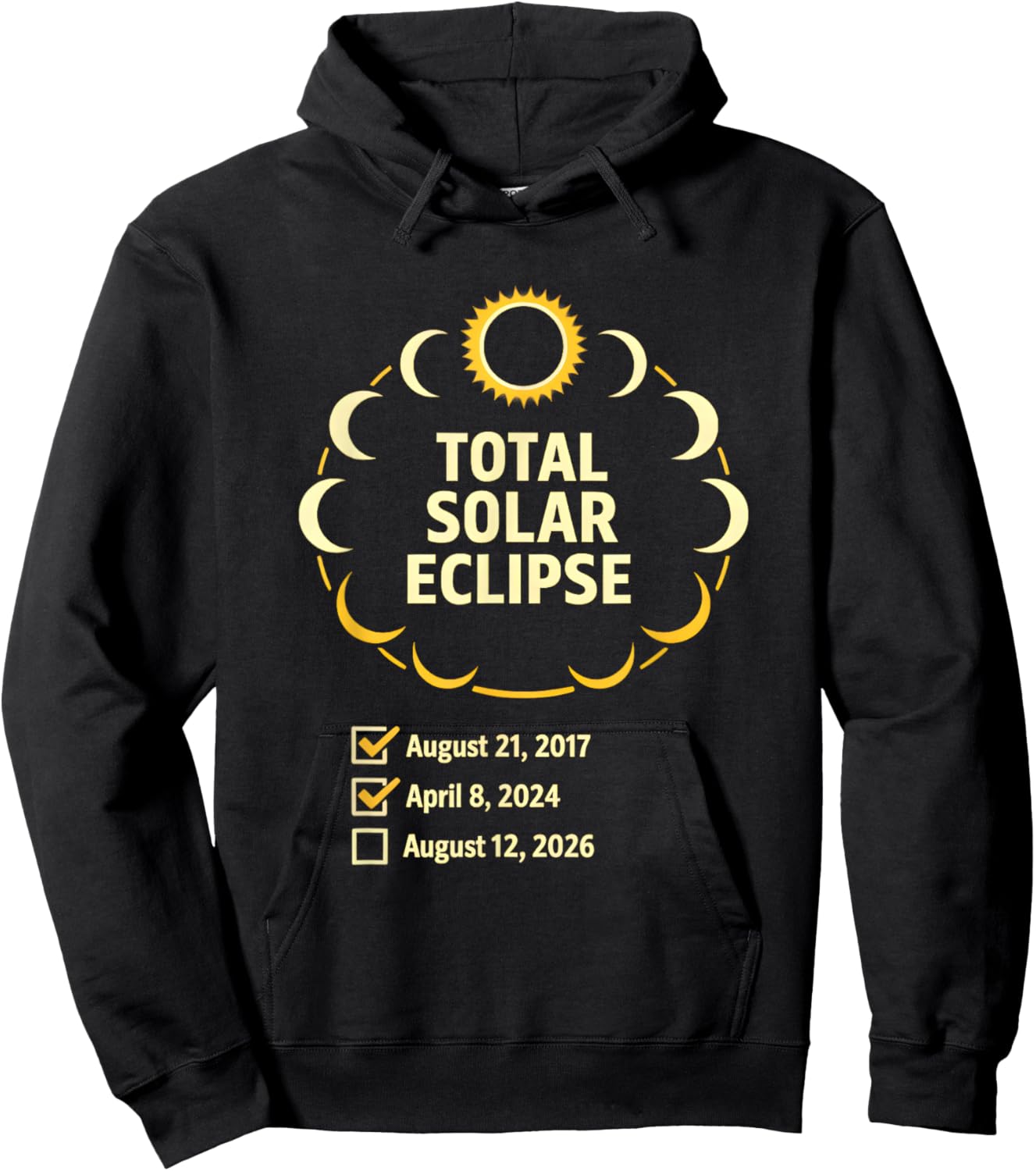Solar Eclipse 2026 2024 2017 Total Solar Eclipse Hoodie - Hoodie | Black
