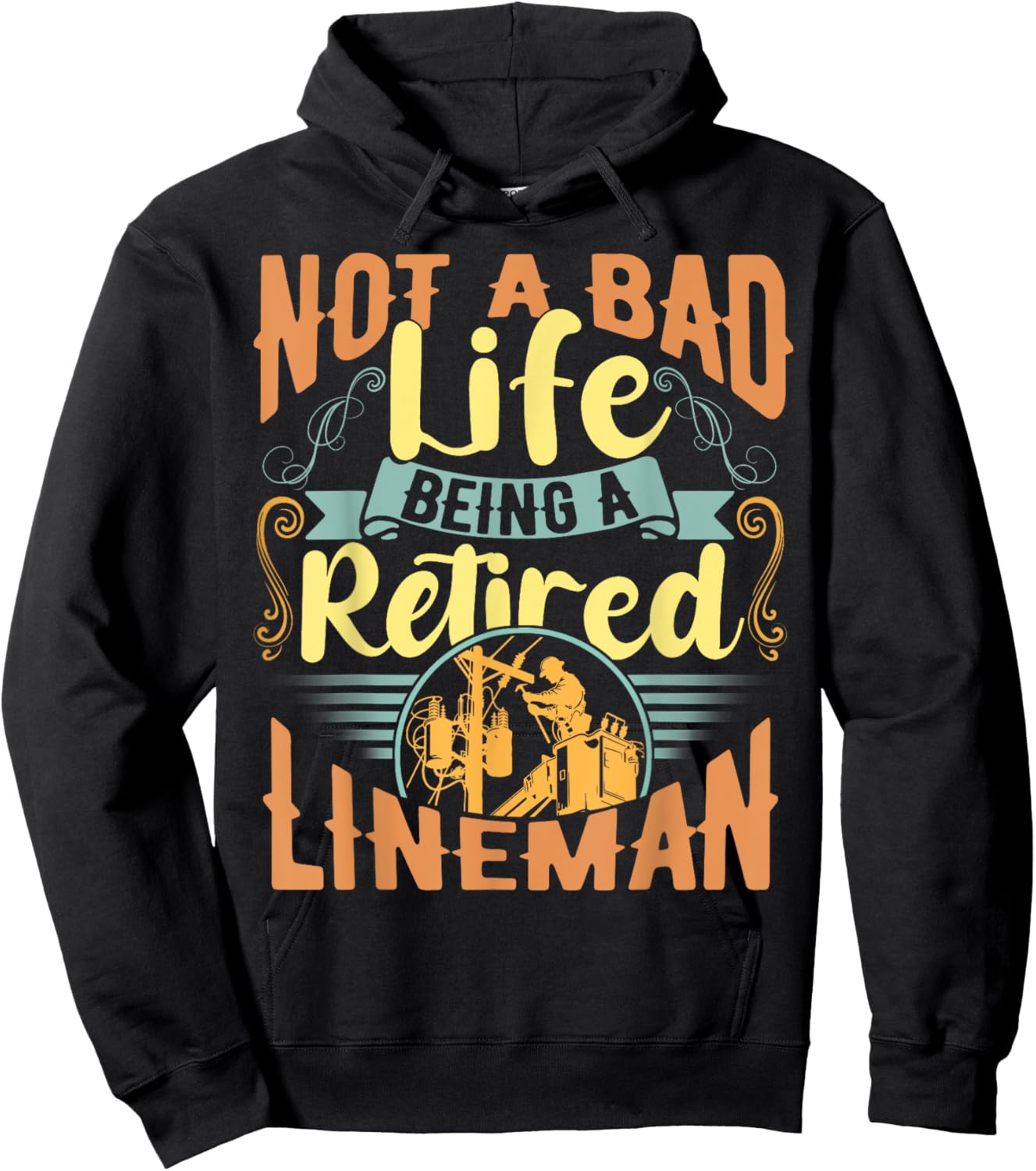 Lineman Retirement Shirt Gift a Retired Lineman Hoodie - Hoodie | Black